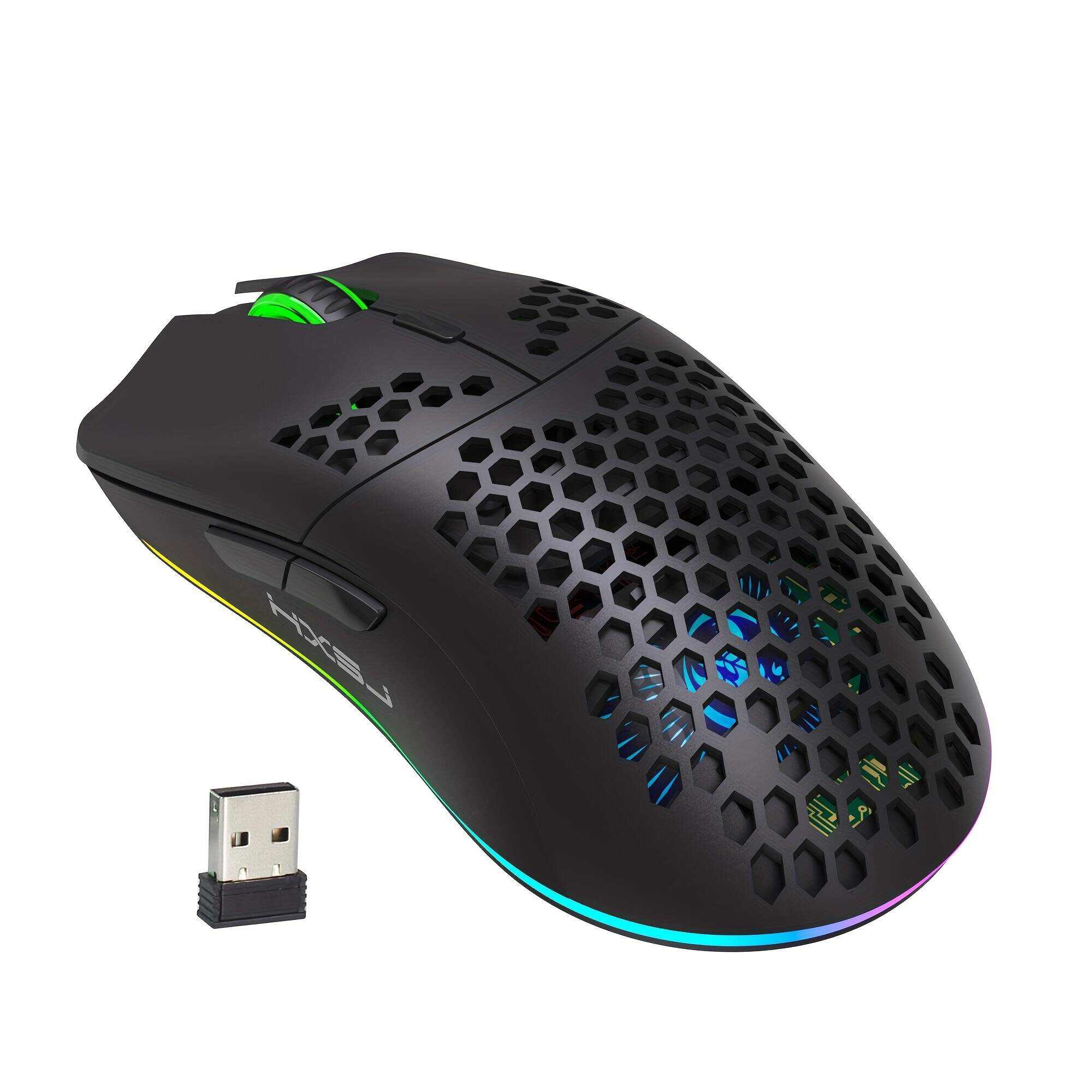 RGB Wireless Gaming Mouse,Ultra-Lightweight Honeycomb Shell Mice With 2.4G Wireless Rechargeable,RGB Spectrum Backlit,7 Buttons,3200DPI,Ergonomic Long Battery Life For PC,PS4 Gamers