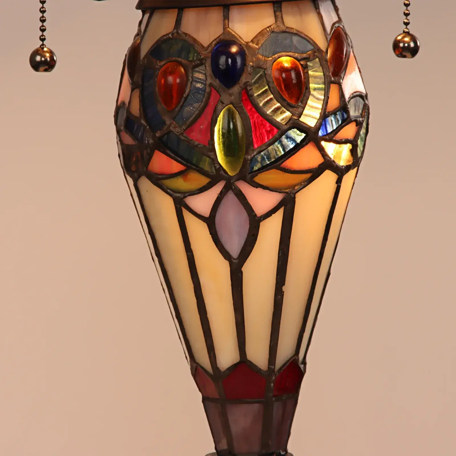 Howey Victorian Tiffany-Style Dark Bronze 3 Light Double Lit Table Lamp 16