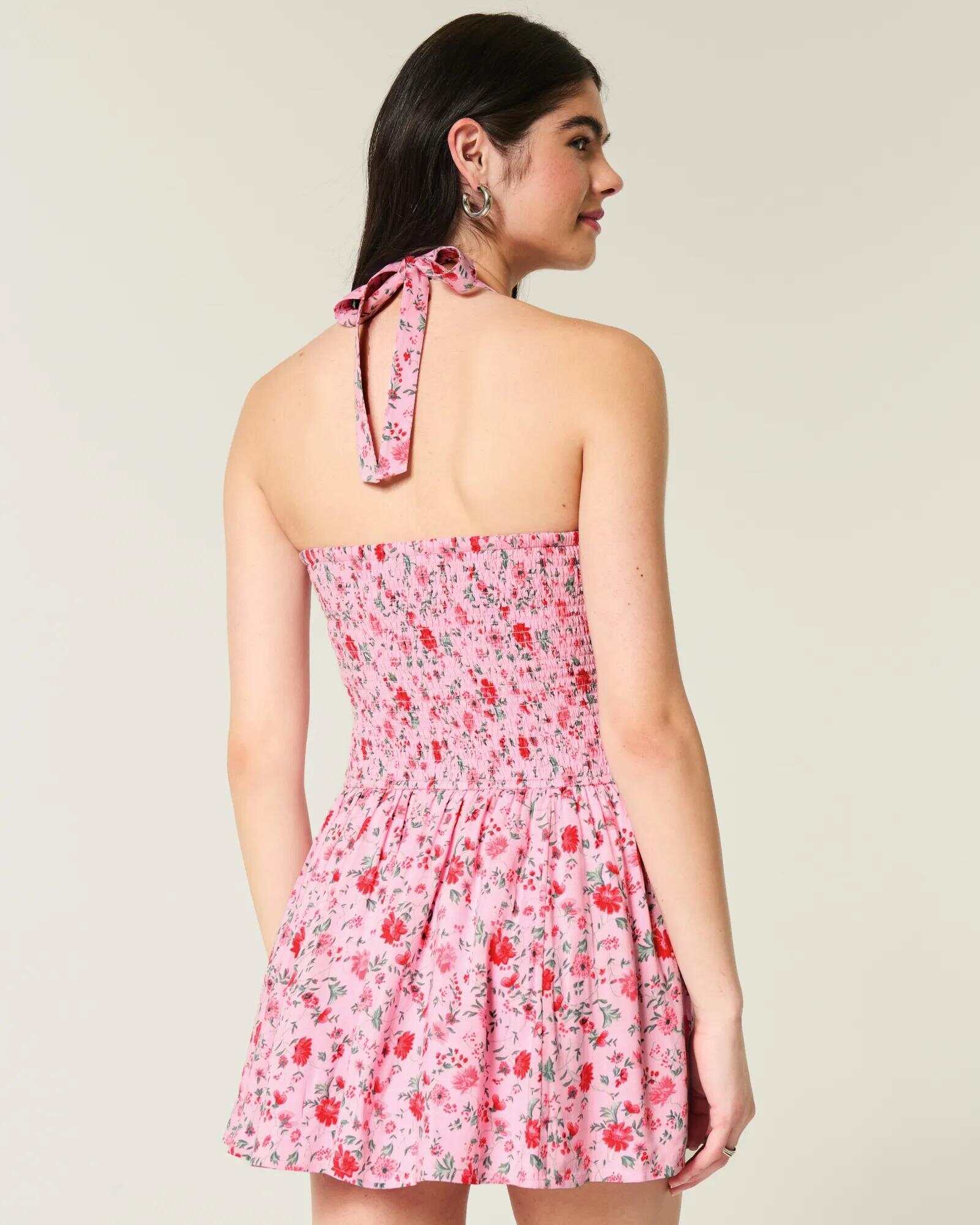 Drop-Waist Halter Mini Dress