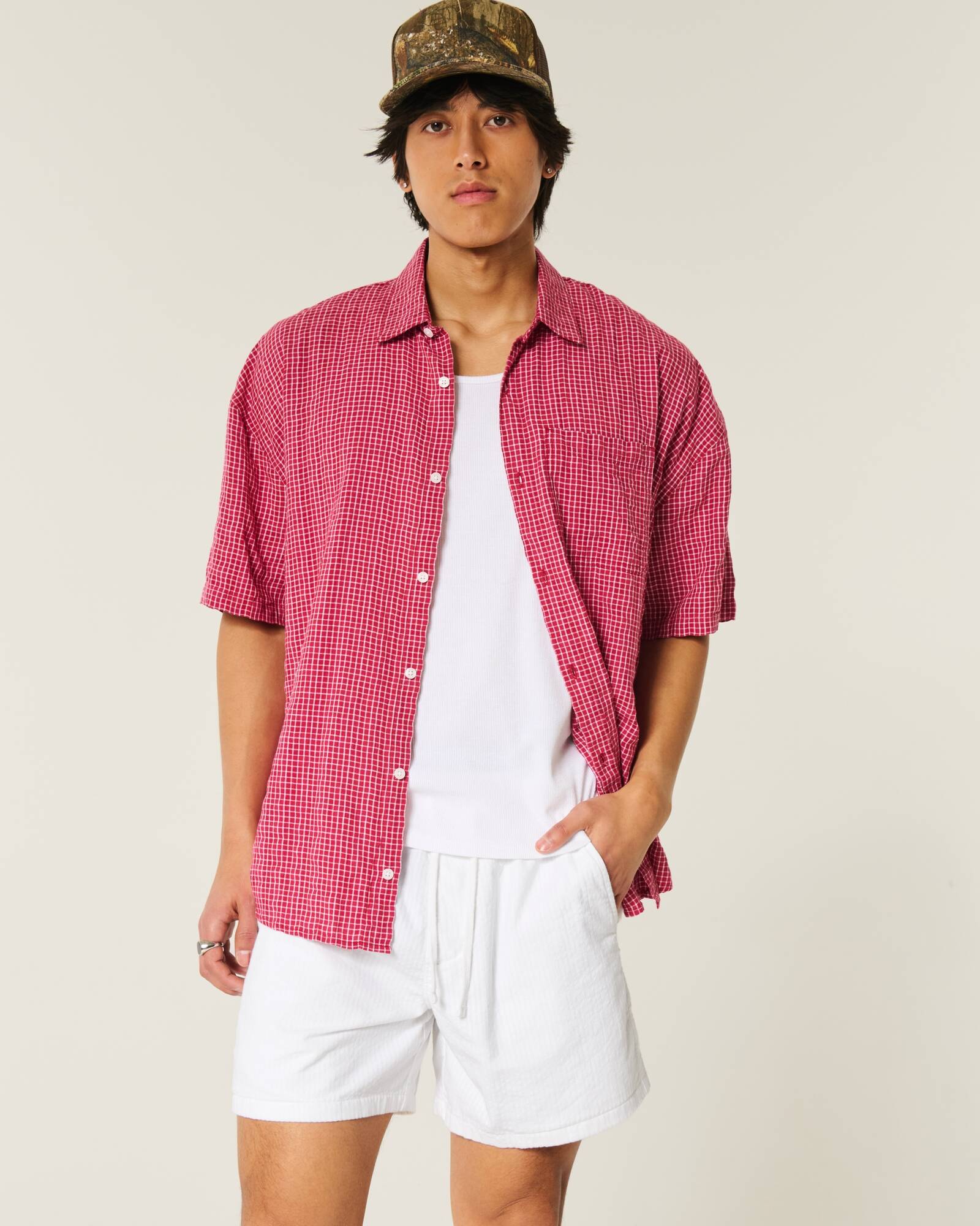 Mid-Thigh Linen-Blend Pull-On Shorts