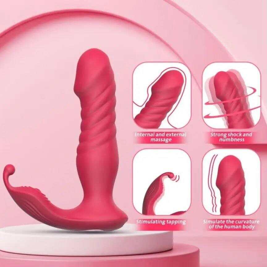 Wearable Tongue Licking G-Spot Vibrator – Remote Control Thrusting Dildo