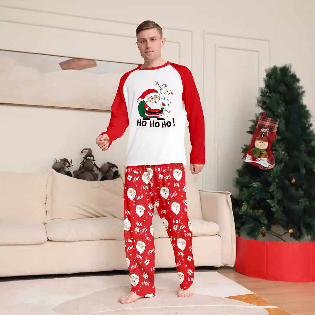 Family Parent-Child Christmas Santa Claus Letters Cartoon Pajamas Set