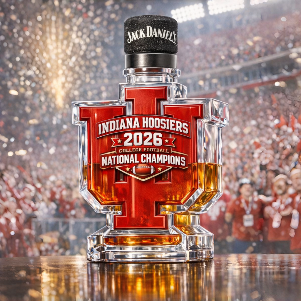 Indiana Hoosiers 2026 National Champions whiskey bottle