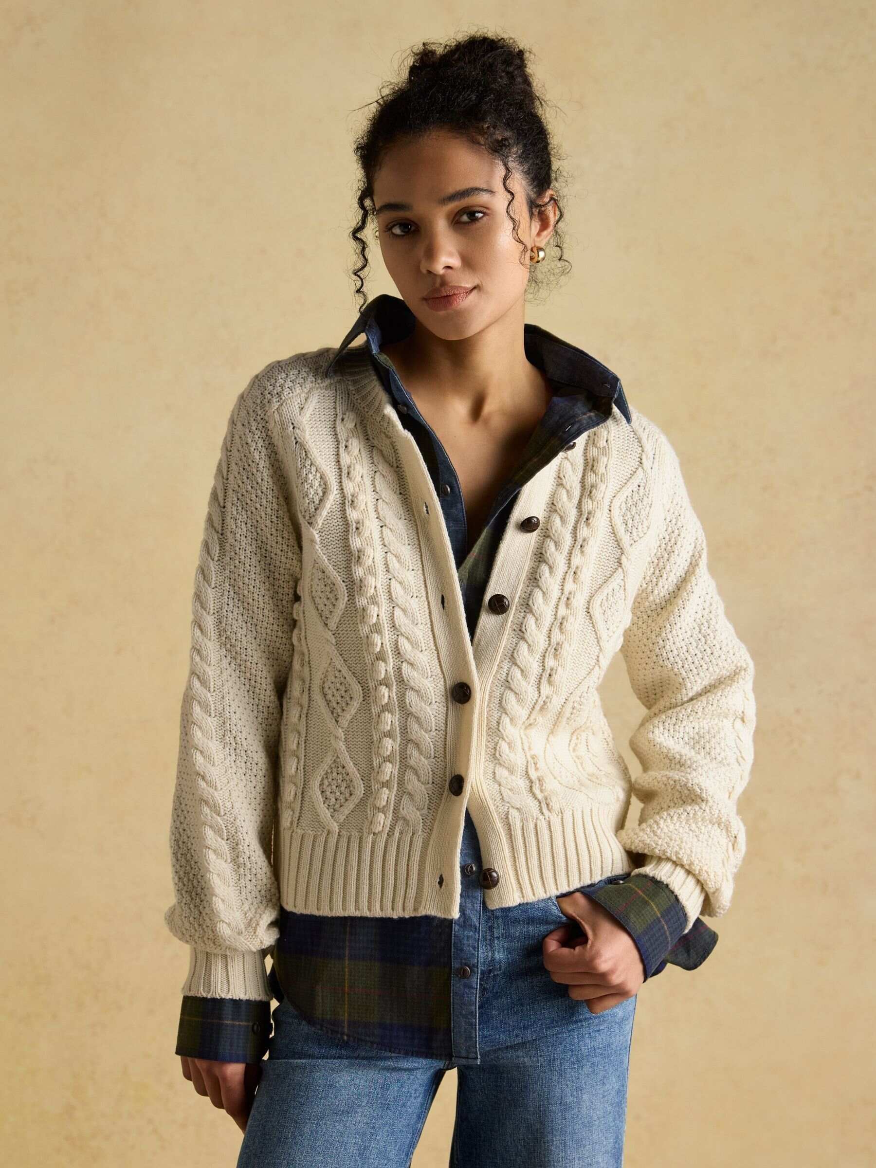 Rafferty Cream Cable Knit Cardigan