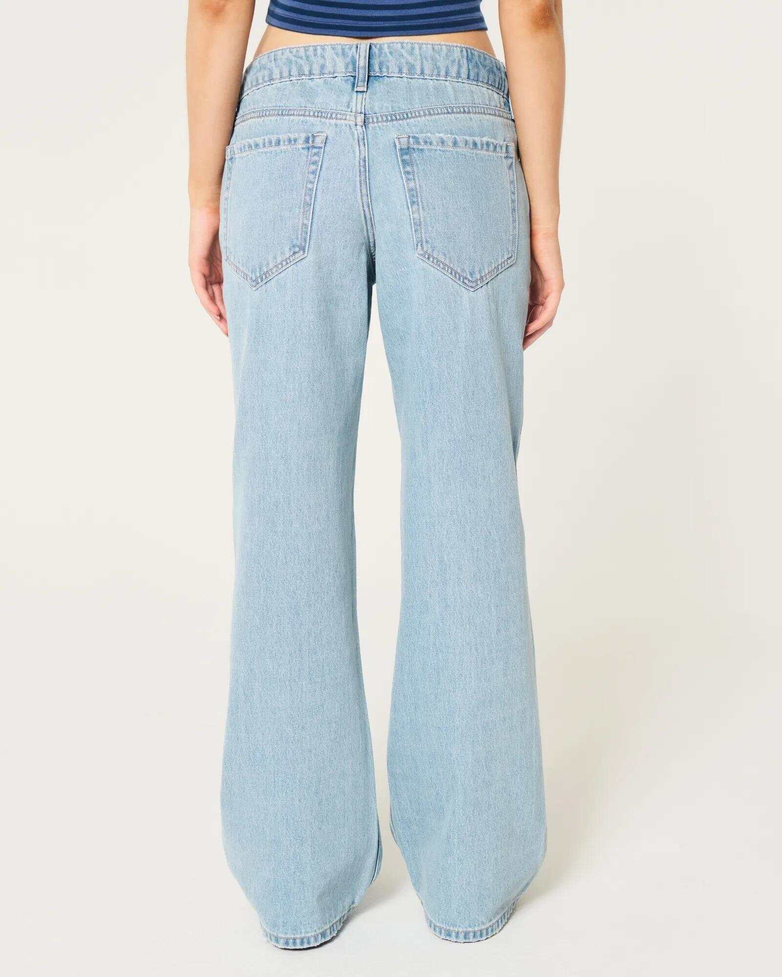 Low-Rise Dark Wash Baggy Jeans