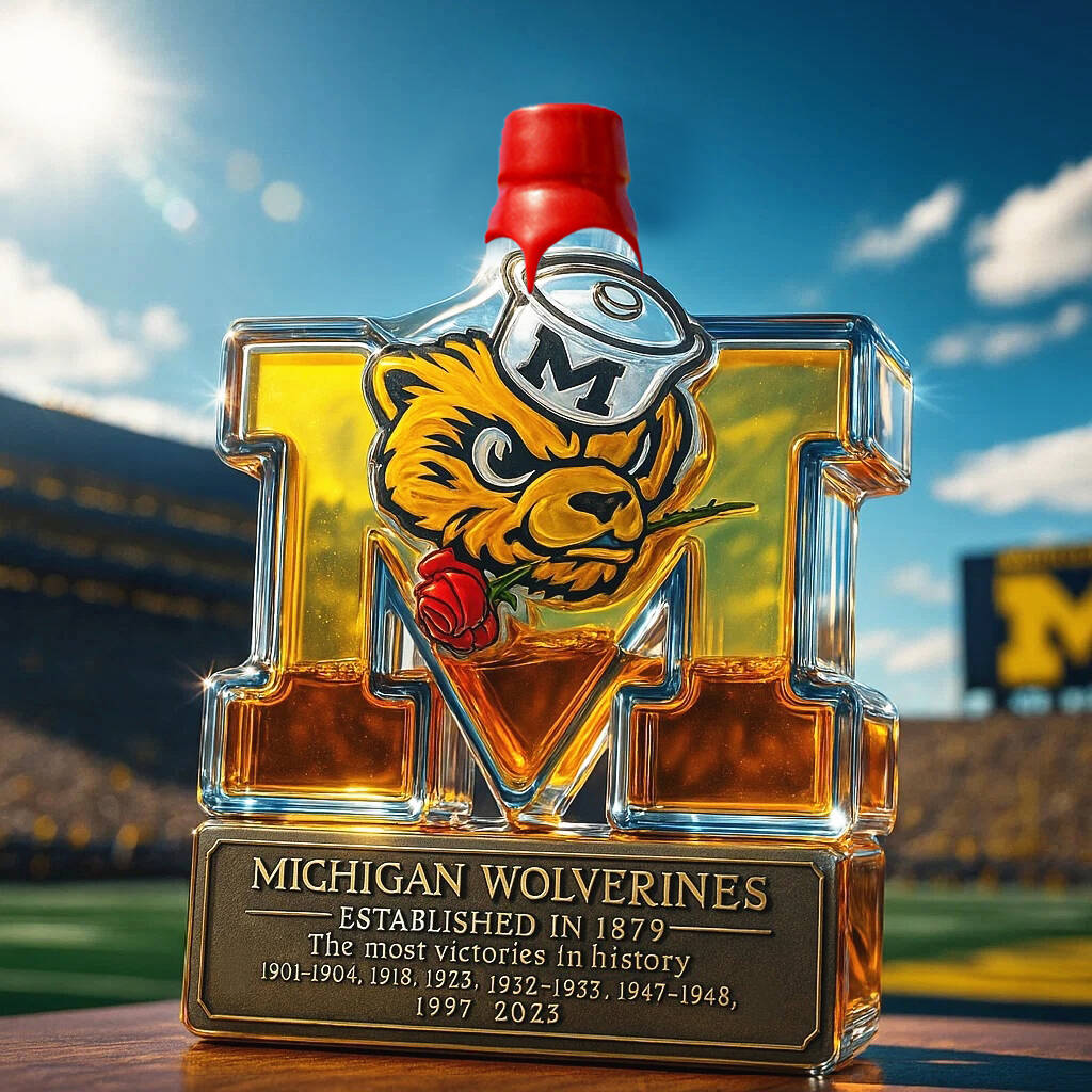 Michigan Wolverines Whiskey Bottle