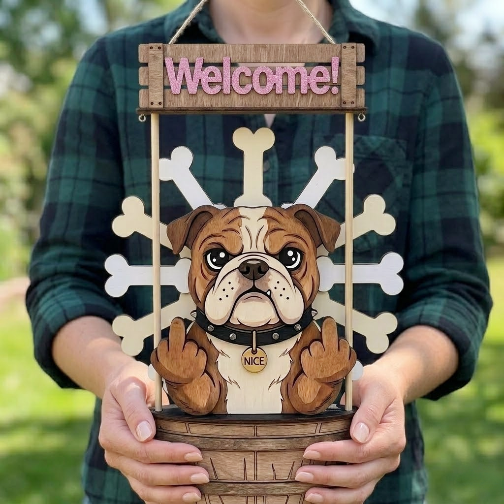 🖕🐶 Middle Finger Bulldog Wind Spinner