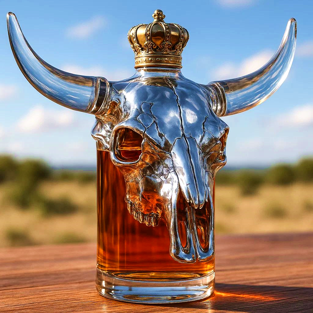Bull skull whiskey bottle