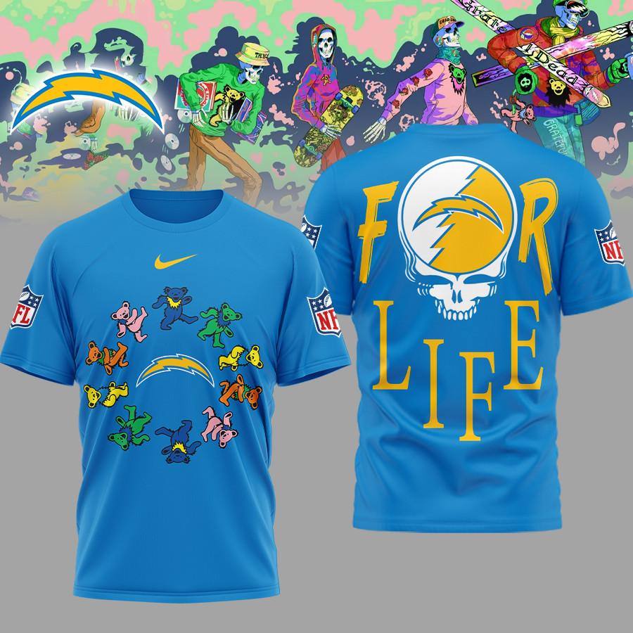 Los Angeles Chargers | Premium NFL Grateful Dead For Life 3D Shirt NP