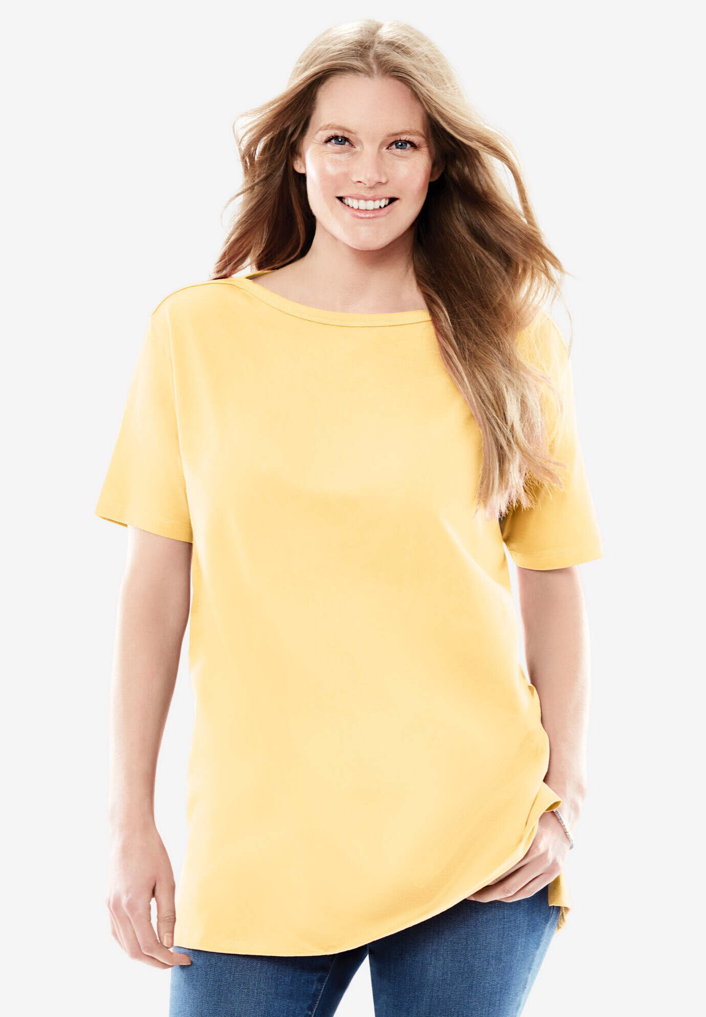 Perfect Printed Short-Sleeve Boatneck Tunic