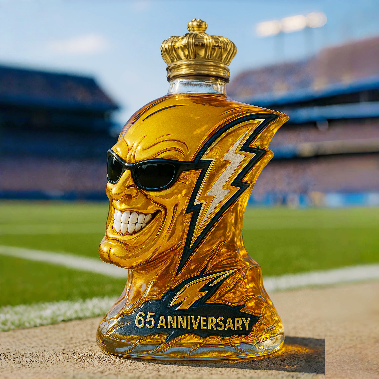 Los Angeles Chargers 65th Anniversary Whiskey Bottle