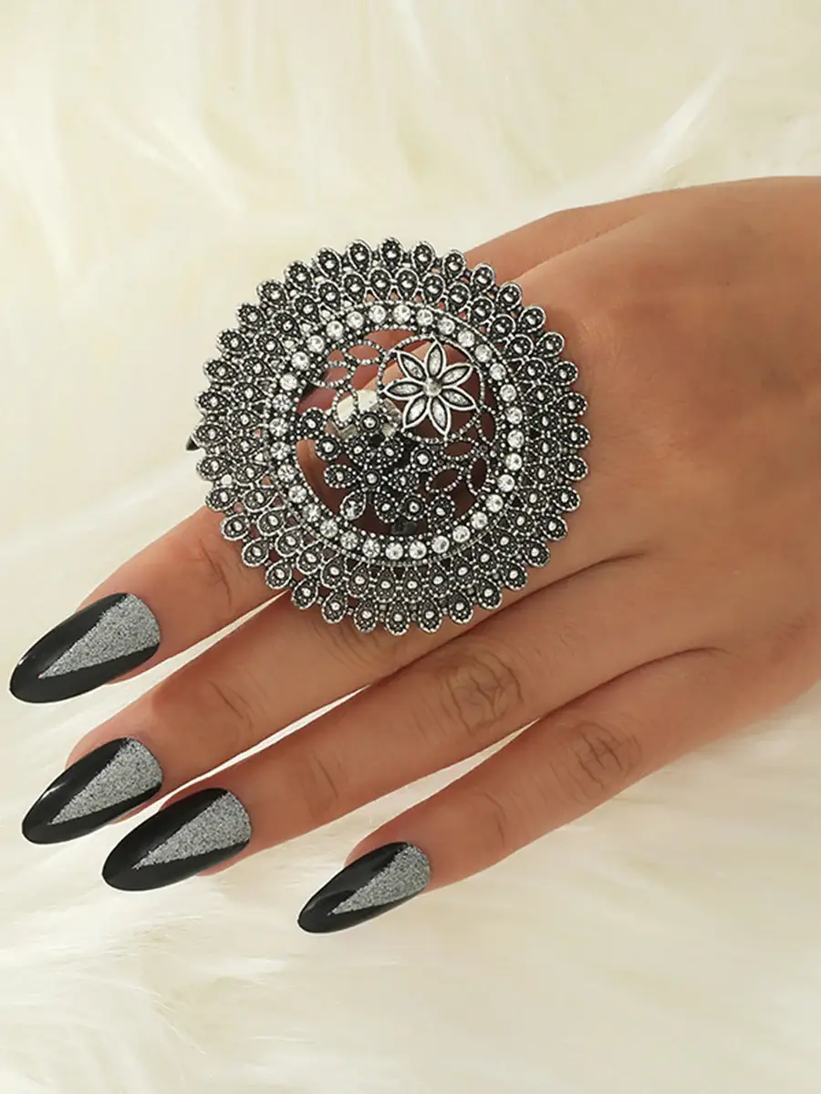 Flower Shape Geometric Hollow Rings Accessories