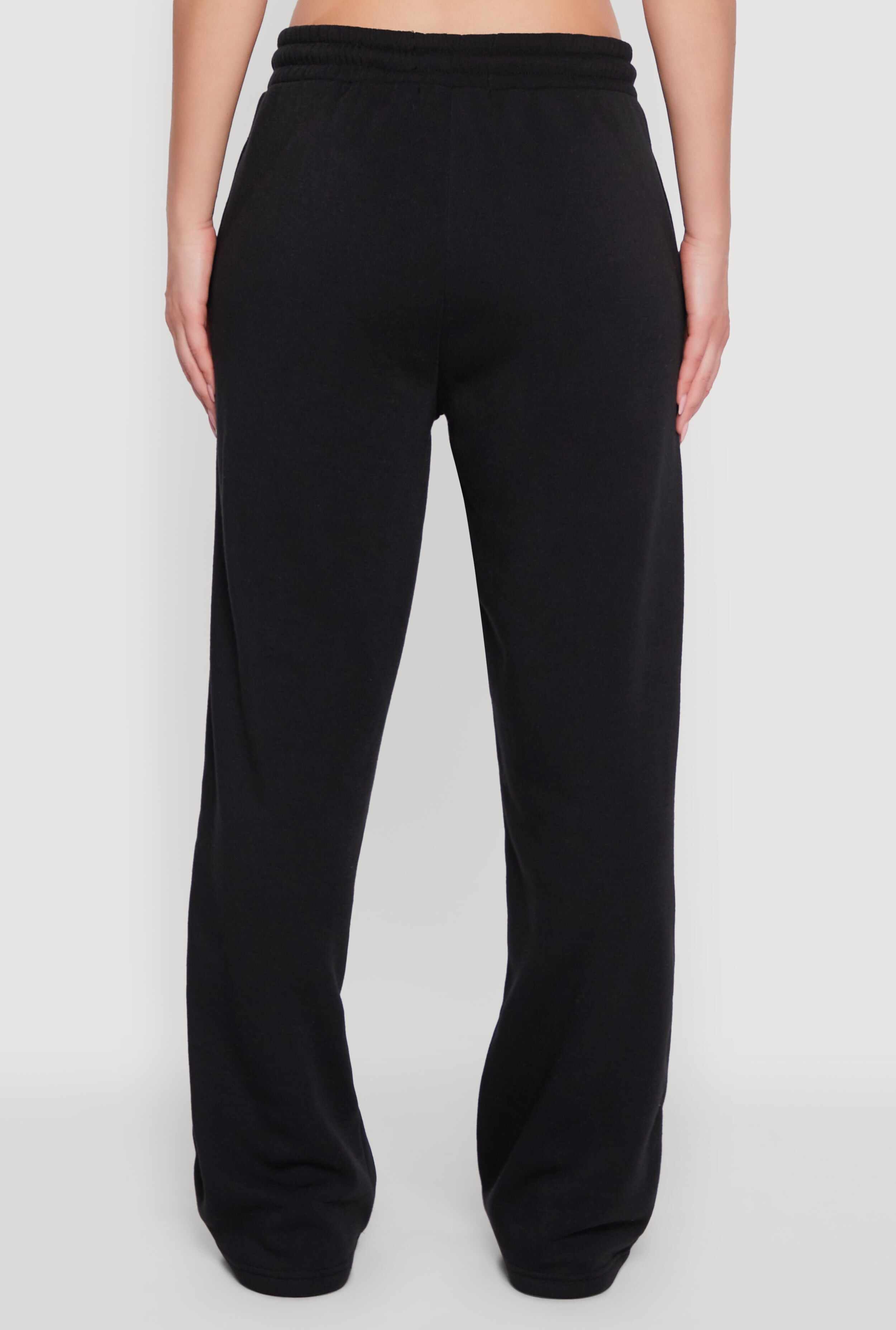 Fleece Lined Drawstring Waist Wide Leg Pants