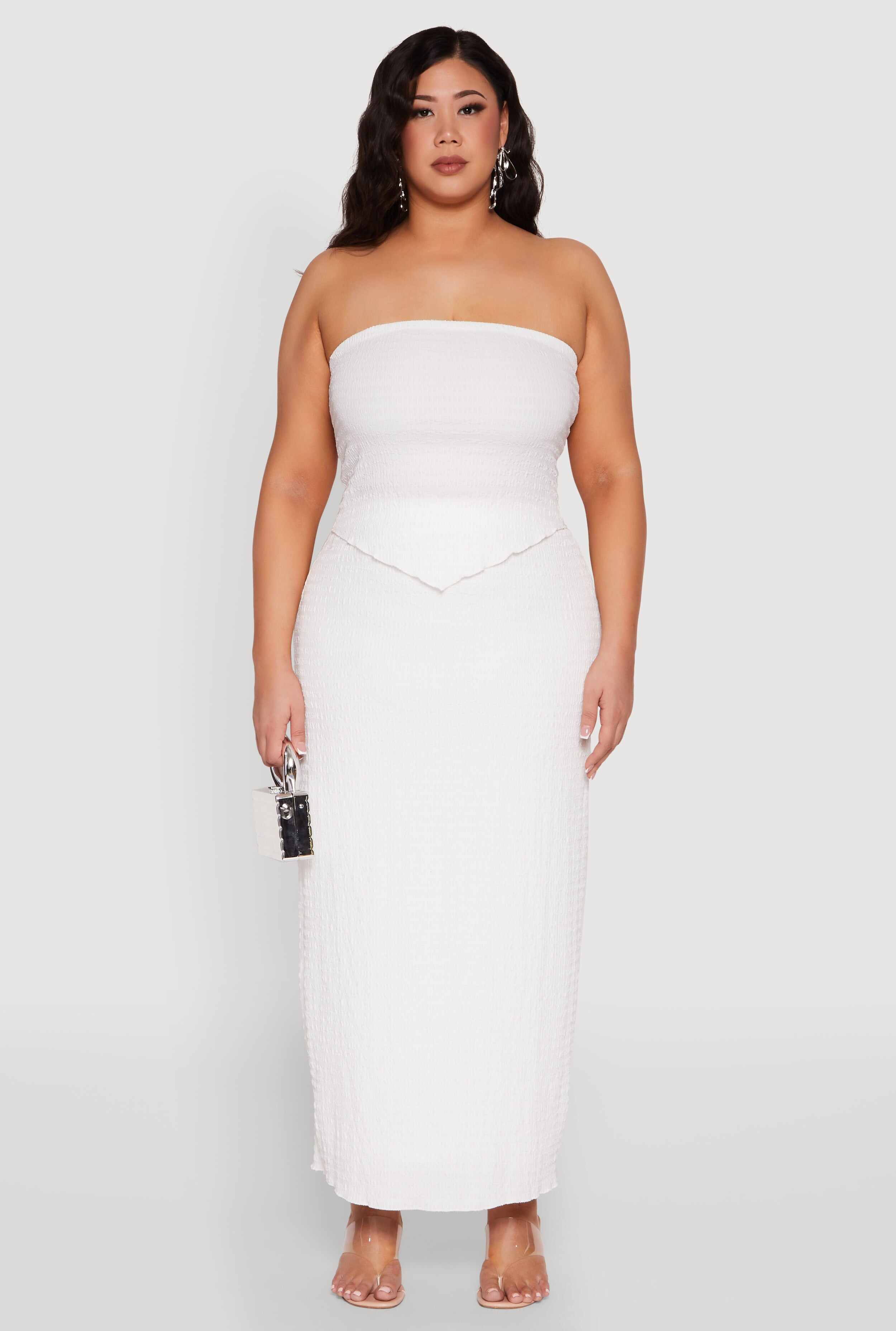Plus Size Almost Famous Textured High Waist Maxi Skirt