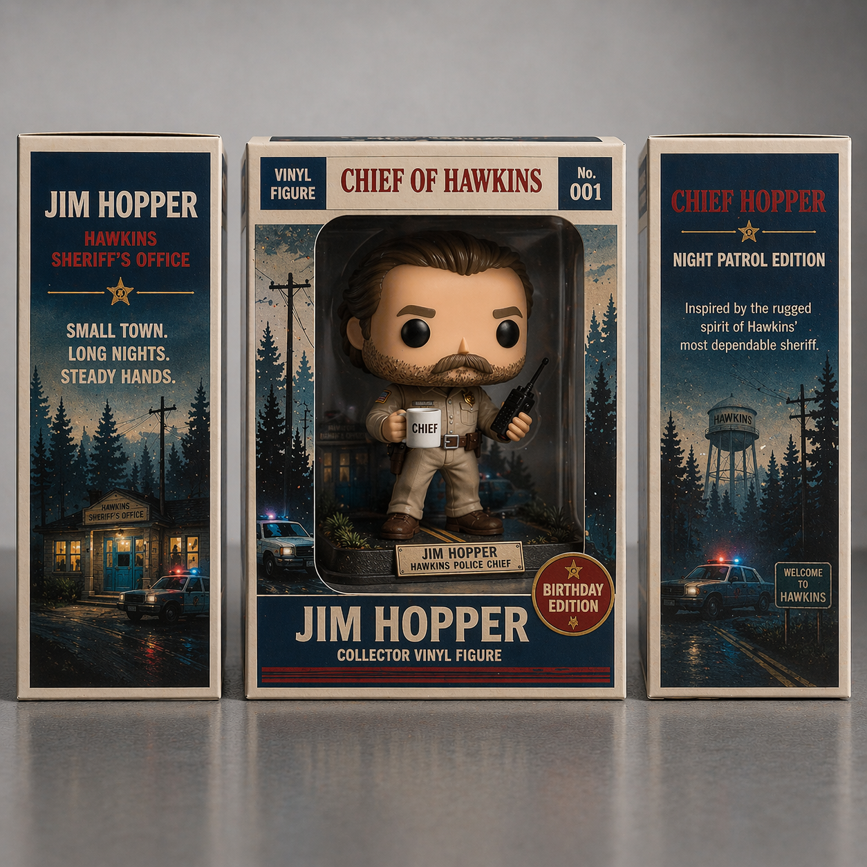 🚔 Jim Hopper Chief of Hawkins: Birthday Edition Vinyl Figure！