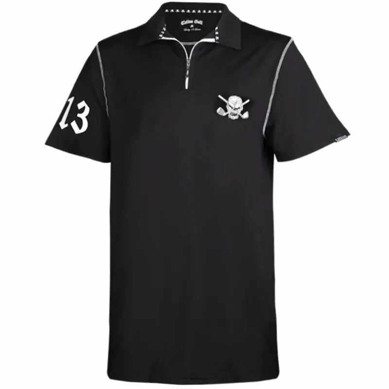 Lucky 13 Hybrid Zipper Cool-Stretch Golf Shirt (Black)