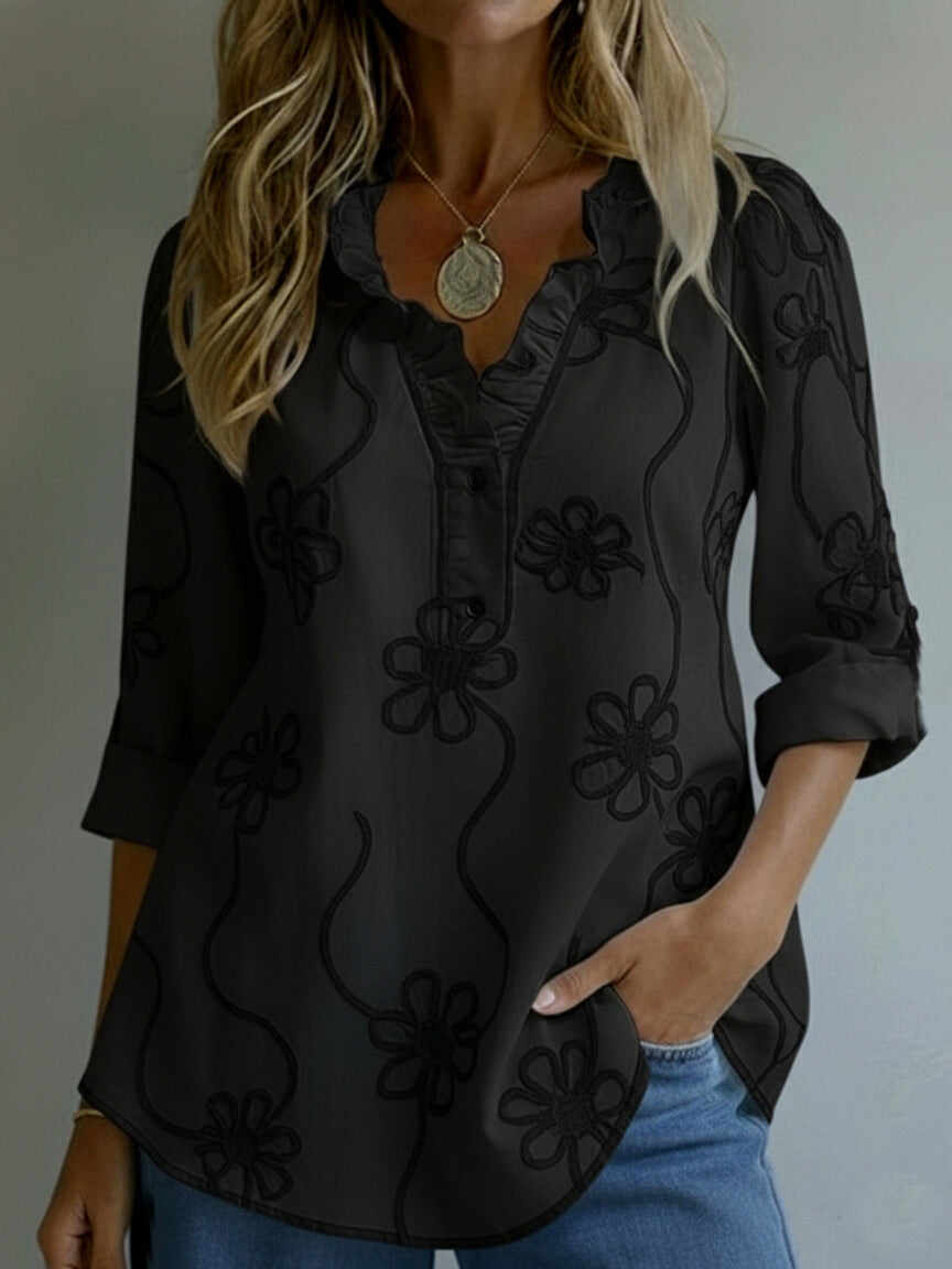 🔥Summer Arrivals🌟Retro Romantic Ruffled Collar Floral Shirt