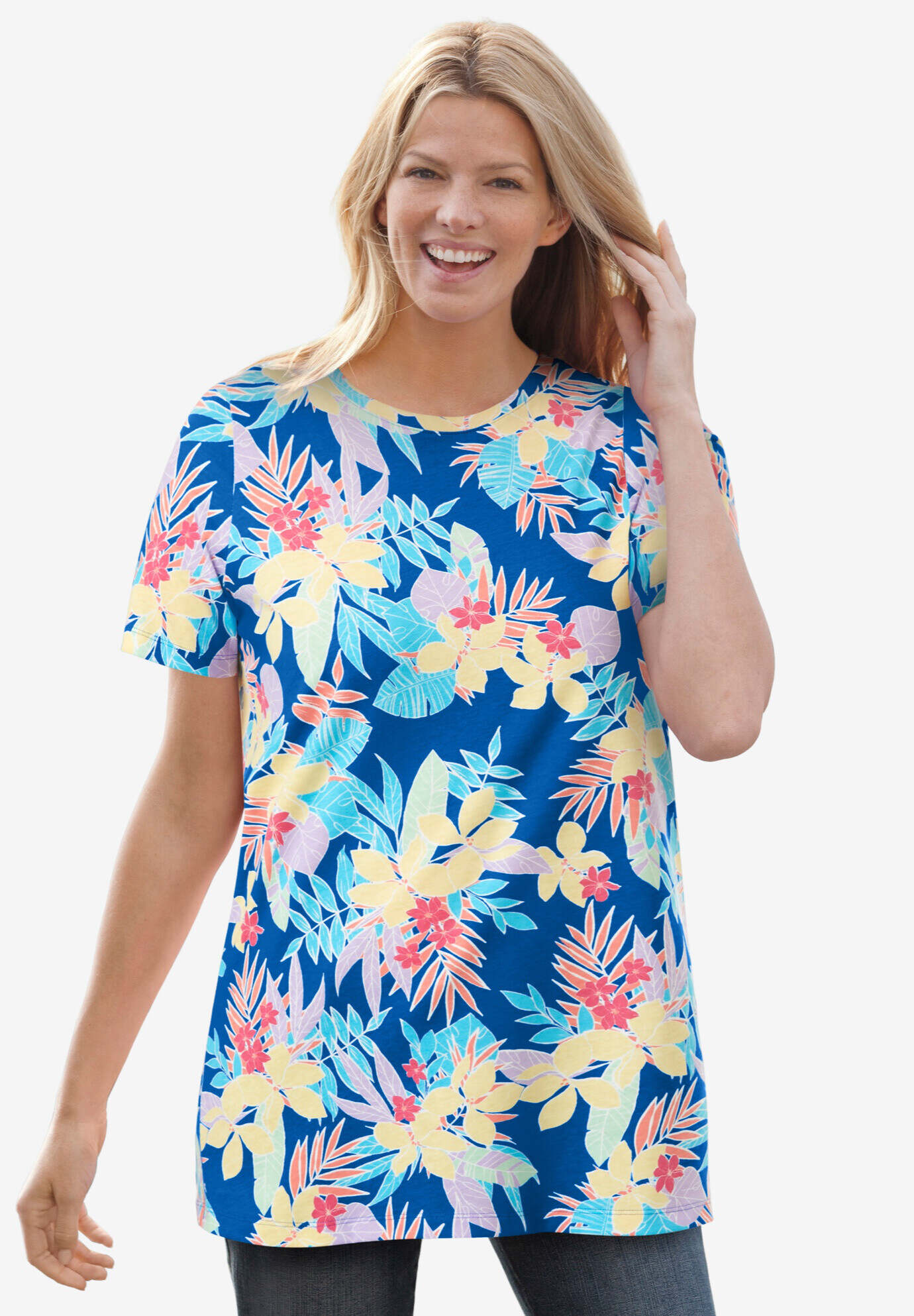 Perfect Printed Short-Sleeve Crewneck Tee