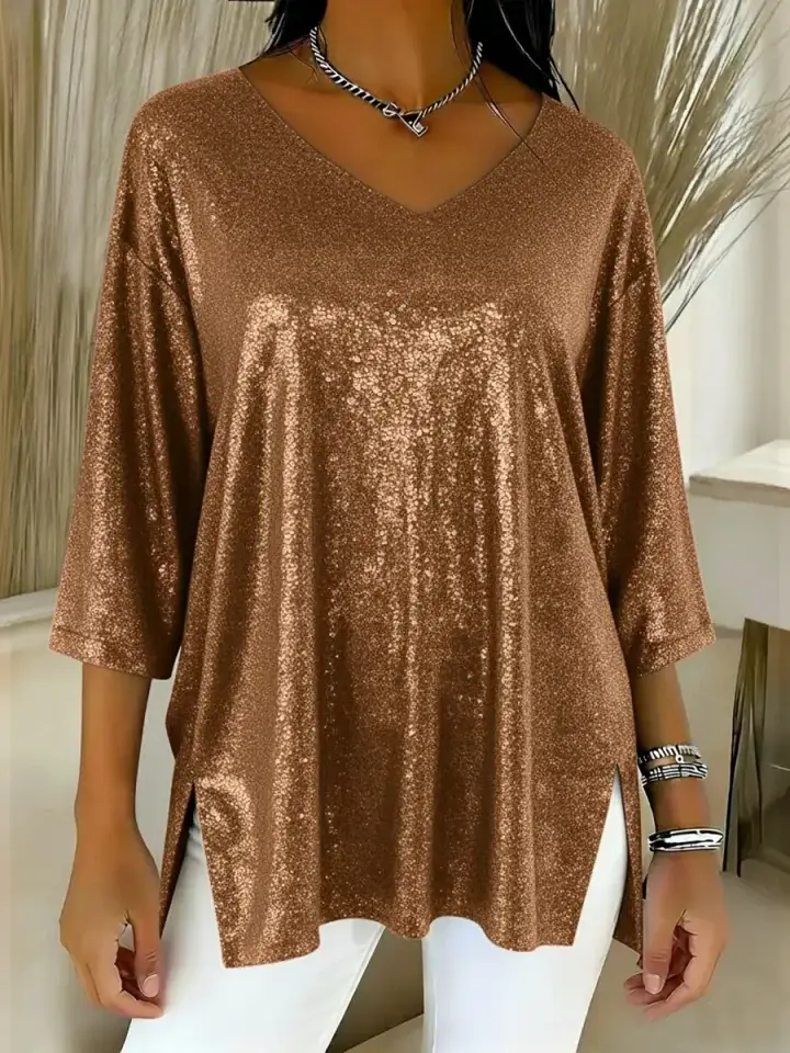 🔥Summer Arrivals🌟Women's Sparkly Christmas V-neck Top