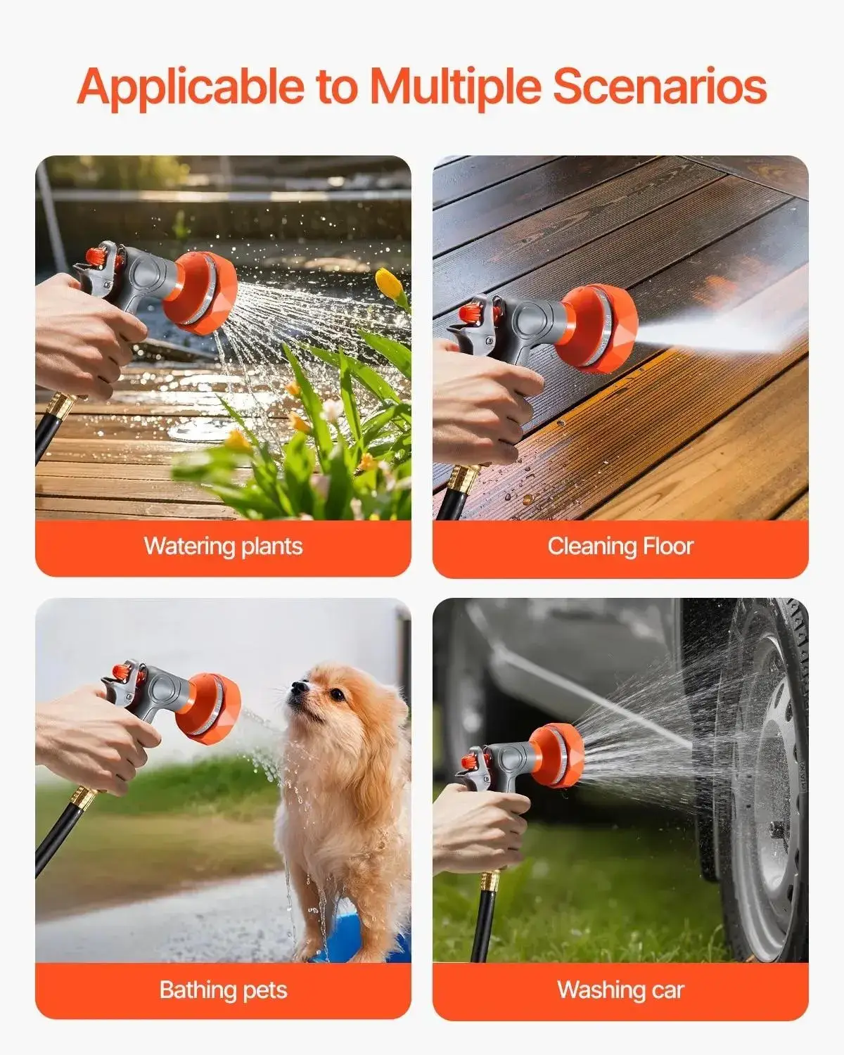 Retractable Garden Hose Reel, 5/8 Inch x 100 ft Wall Mounted, Heavy Duty with 9-Pattern Nozzle, Adjustable Length Lock, Upgraded Slow Return System & 180° Swivel Bracket