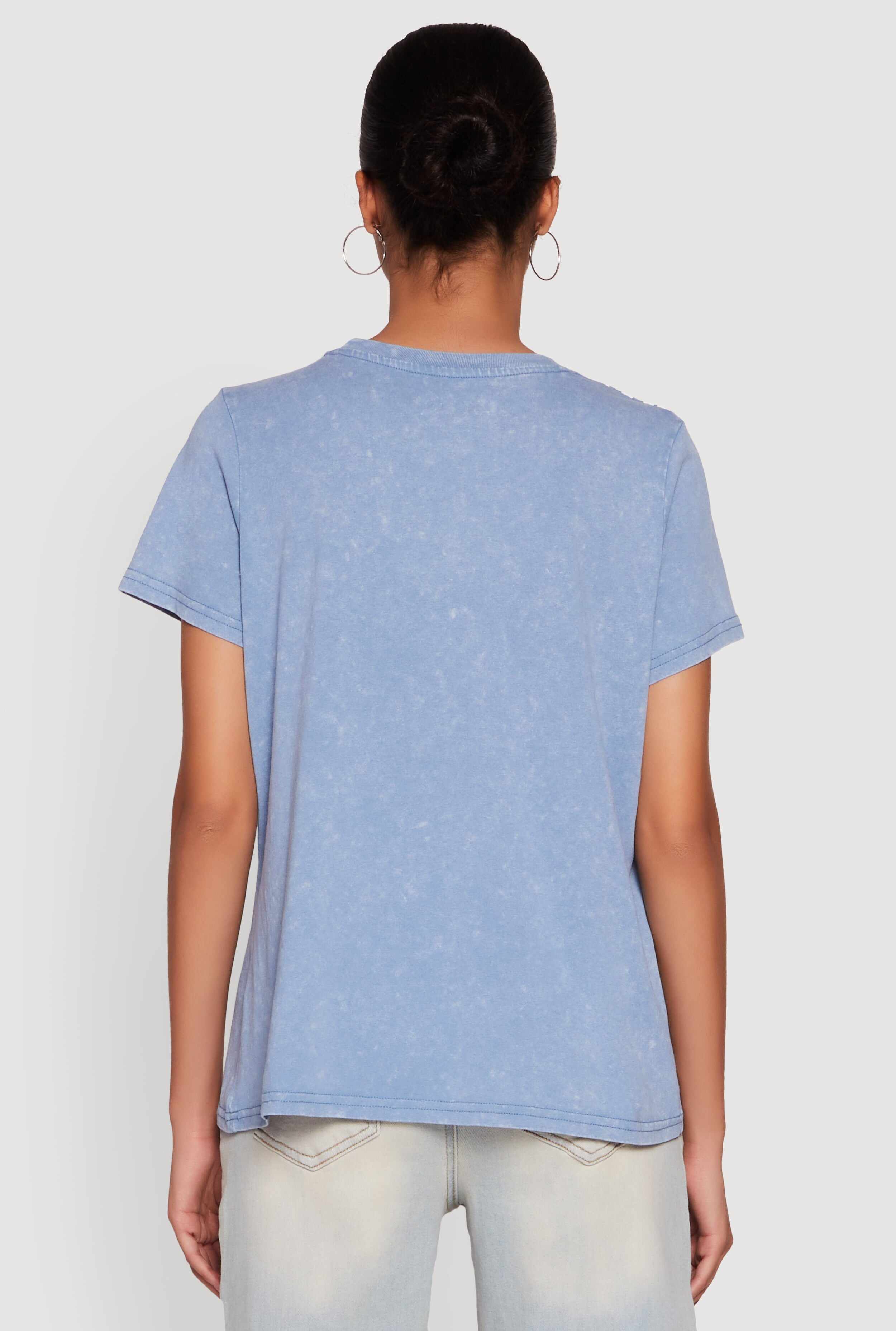 Acid Wash Fancy String Pearl Graphic Tee