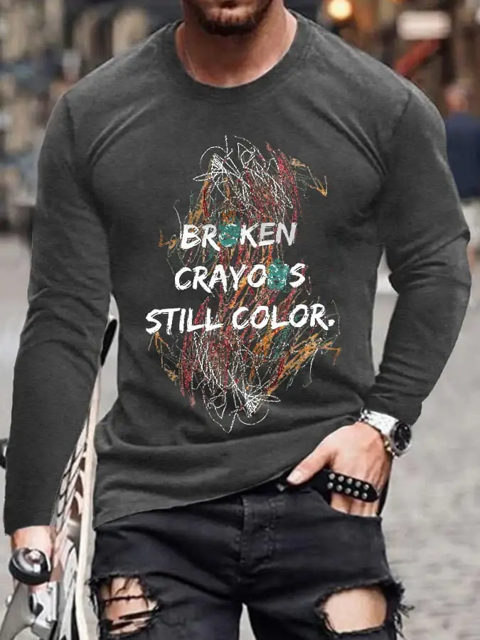 Retro Broken Crayons Still Color Print T-Shirt