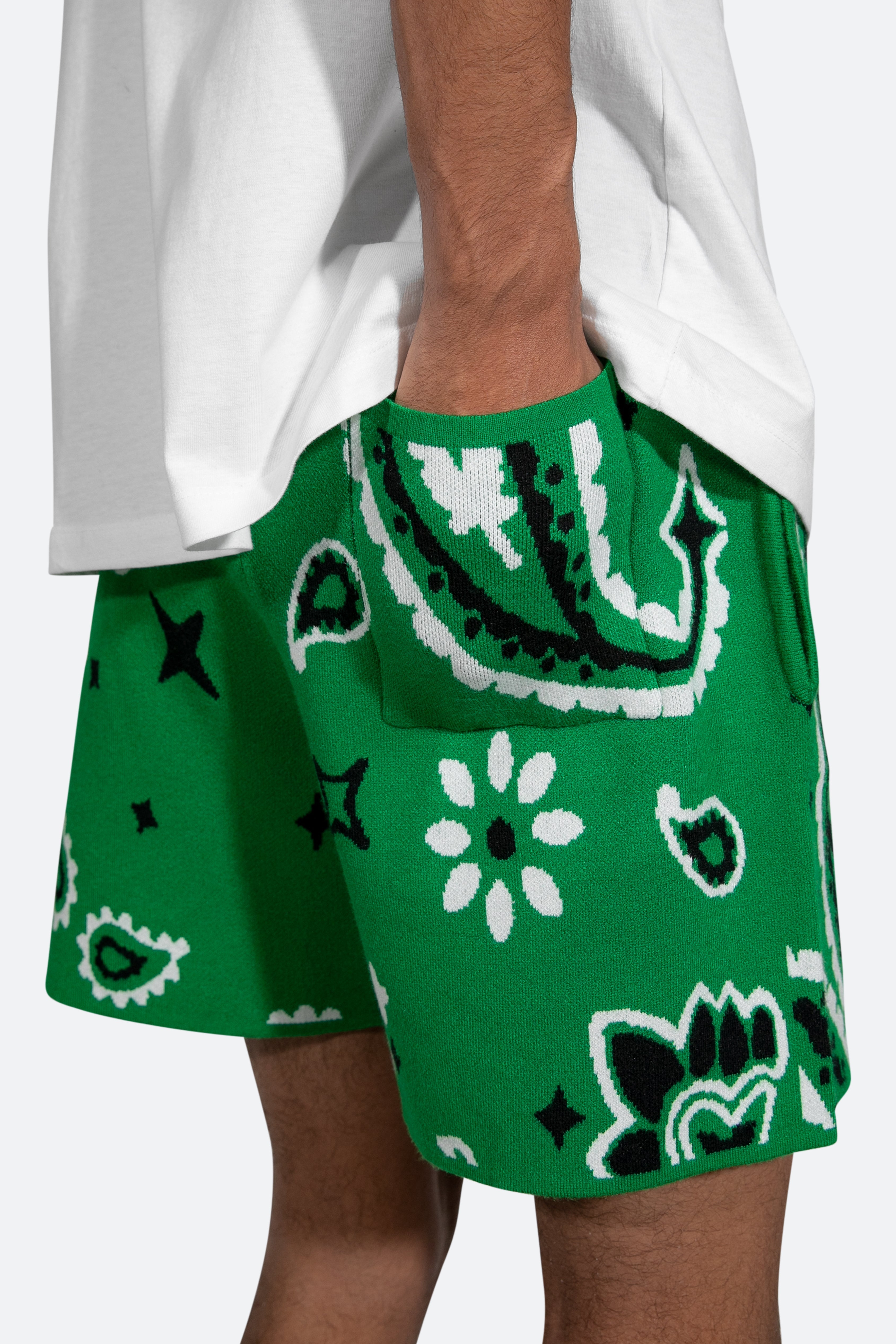 Paisley Knit Shorts - Green