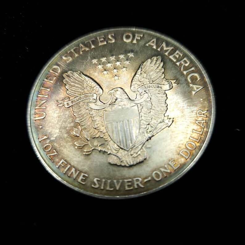 2002   American Silver Eagle   -  1 Oz .Silver - Key Date- Dark toning -  ! # 601