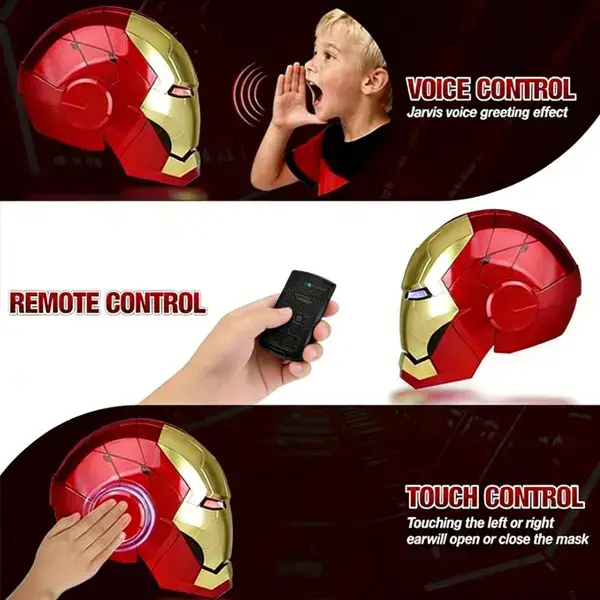 Iron Man MK5 Electric Helmet: 1:1 full-scale wearable, fully automatic voice-controlled opening and closing, high-grade electroplated metal finish, Jarvis AI interactive system, built-in LED glowing eyes, high-end collectible model