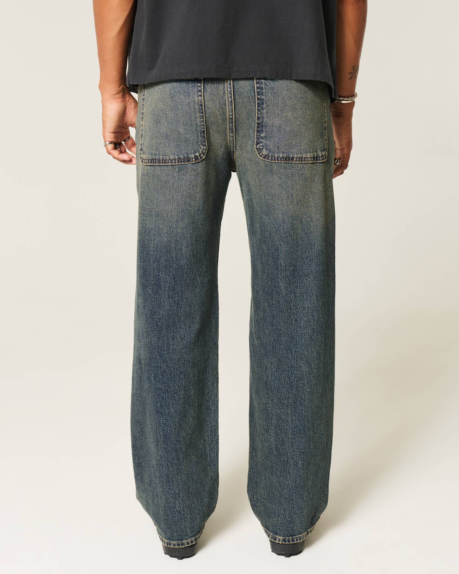 Railroad Stripe Baggy Painter Jeans
