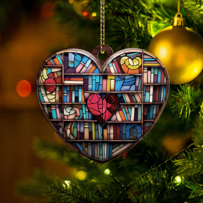 Heart-shaped Bookshelf Christmas Ornament