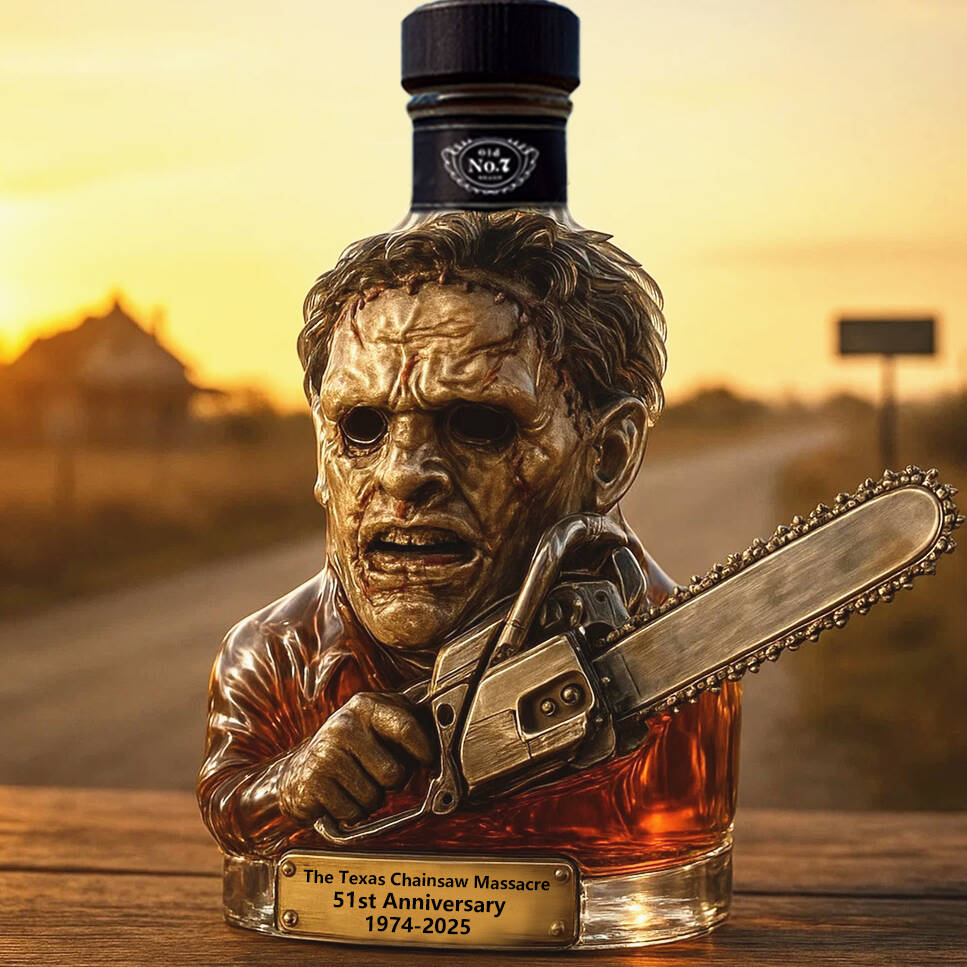 The Texas Chainsaw Massacre 51st Anniversary Whiskey bottle