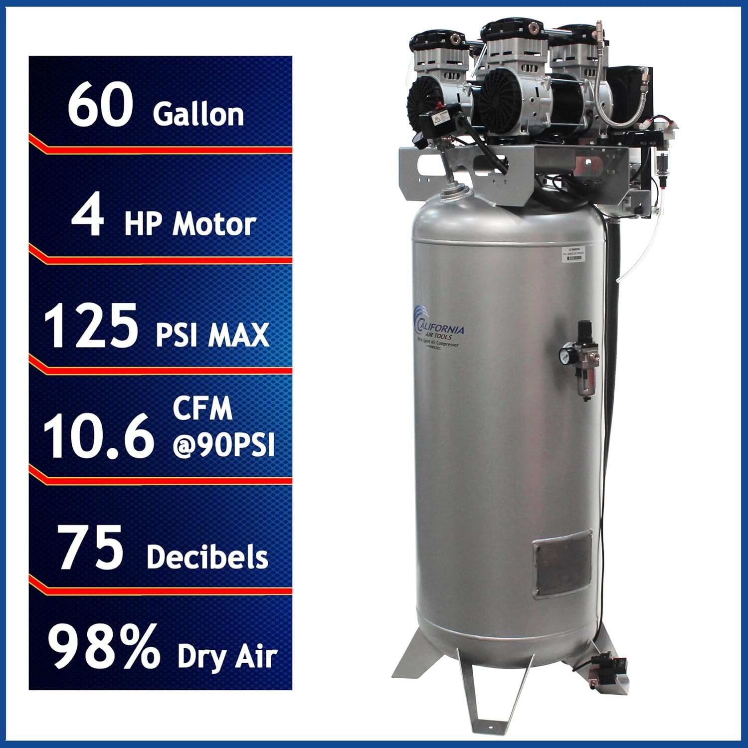 California Air Tools 60040DCADC Ultra Quiet, Ultra Dry Oil-Free 4.0 Hp
