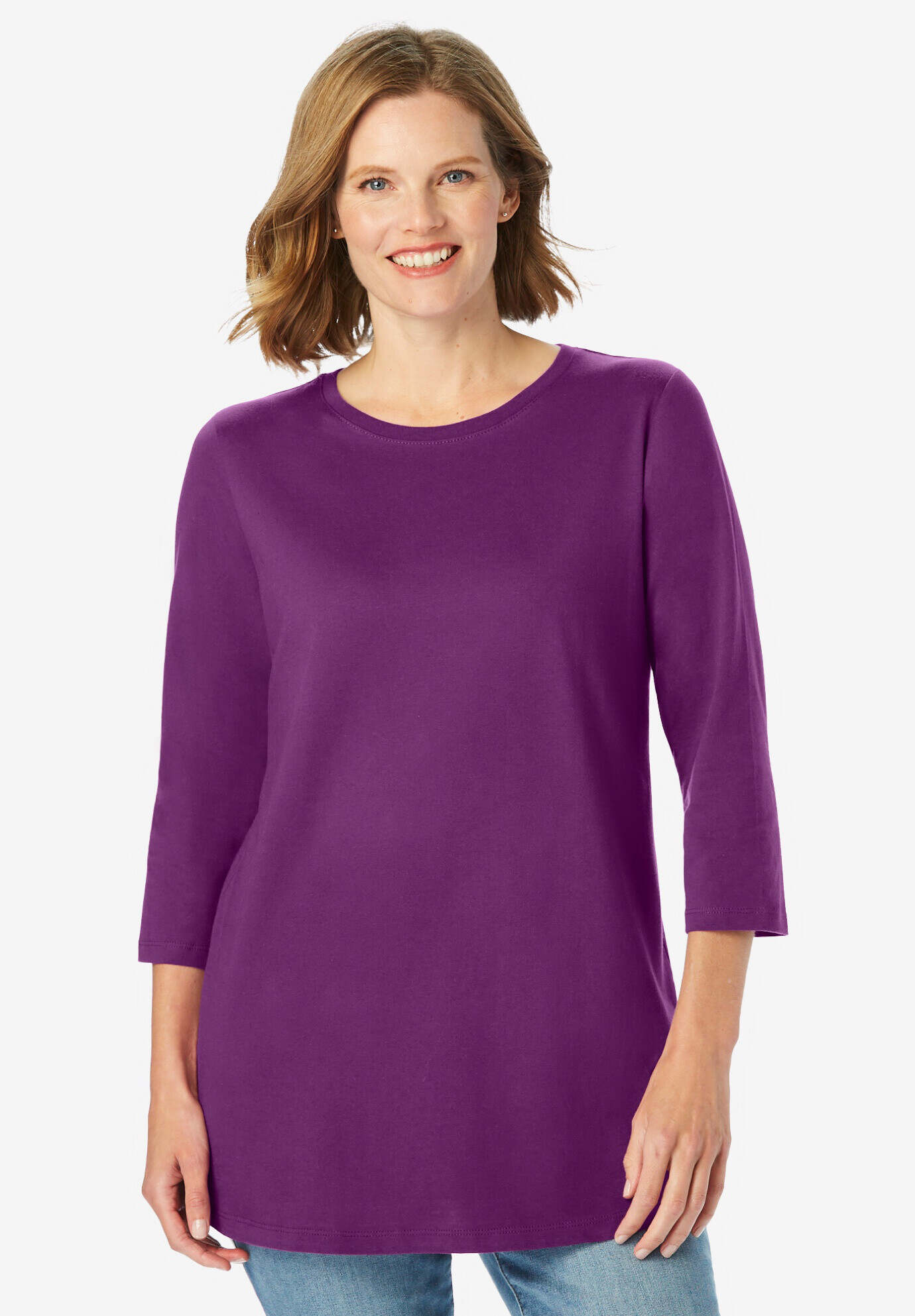 Perfect Three-Quarter Sleeve Crewneck Tee