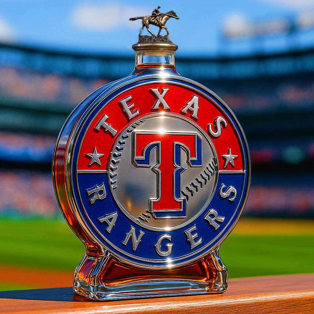 Texas Rangers Whiskey Bottle