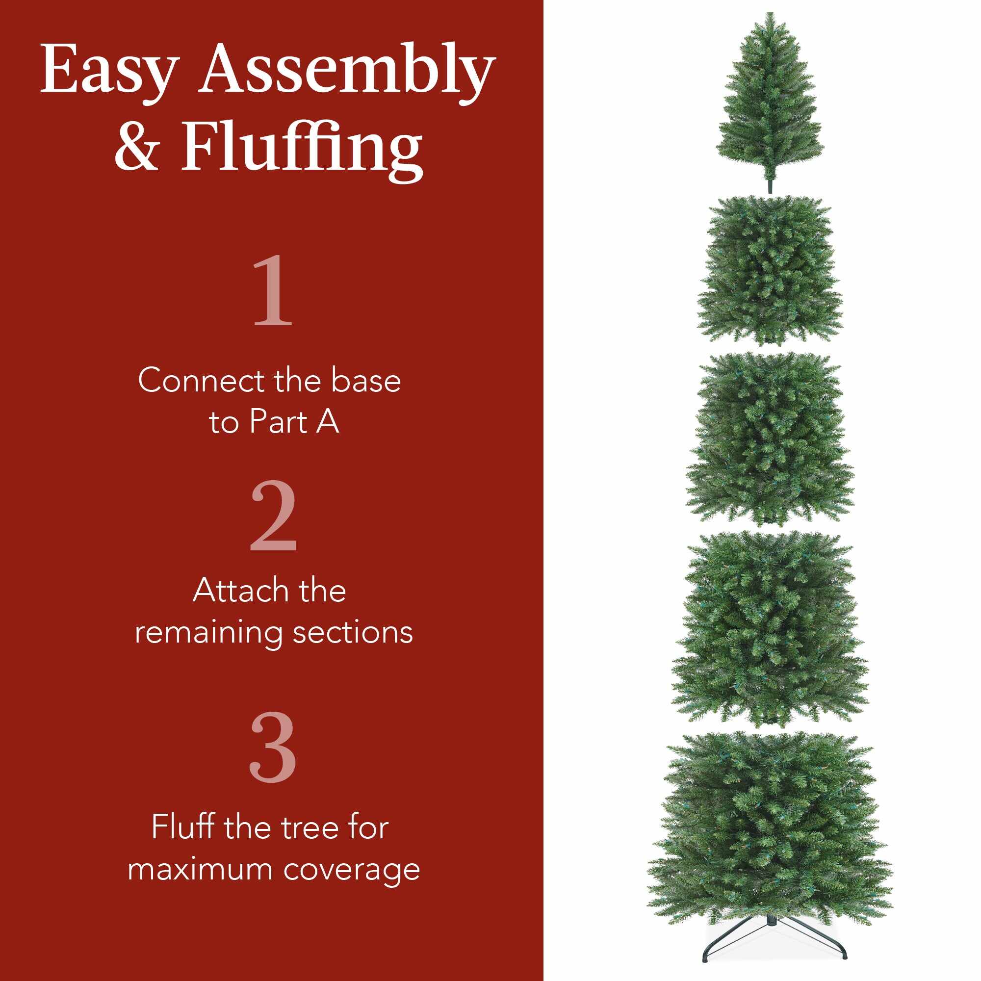 Unlit Spruce Pencil Christmas Tree w/ Folding Metal Base