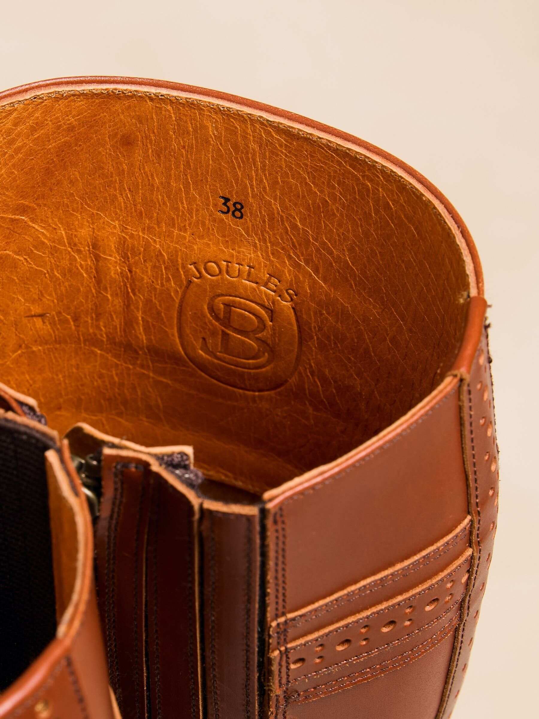 Joules X Spanish Boot Co. Chestnut Brown Leather Boots