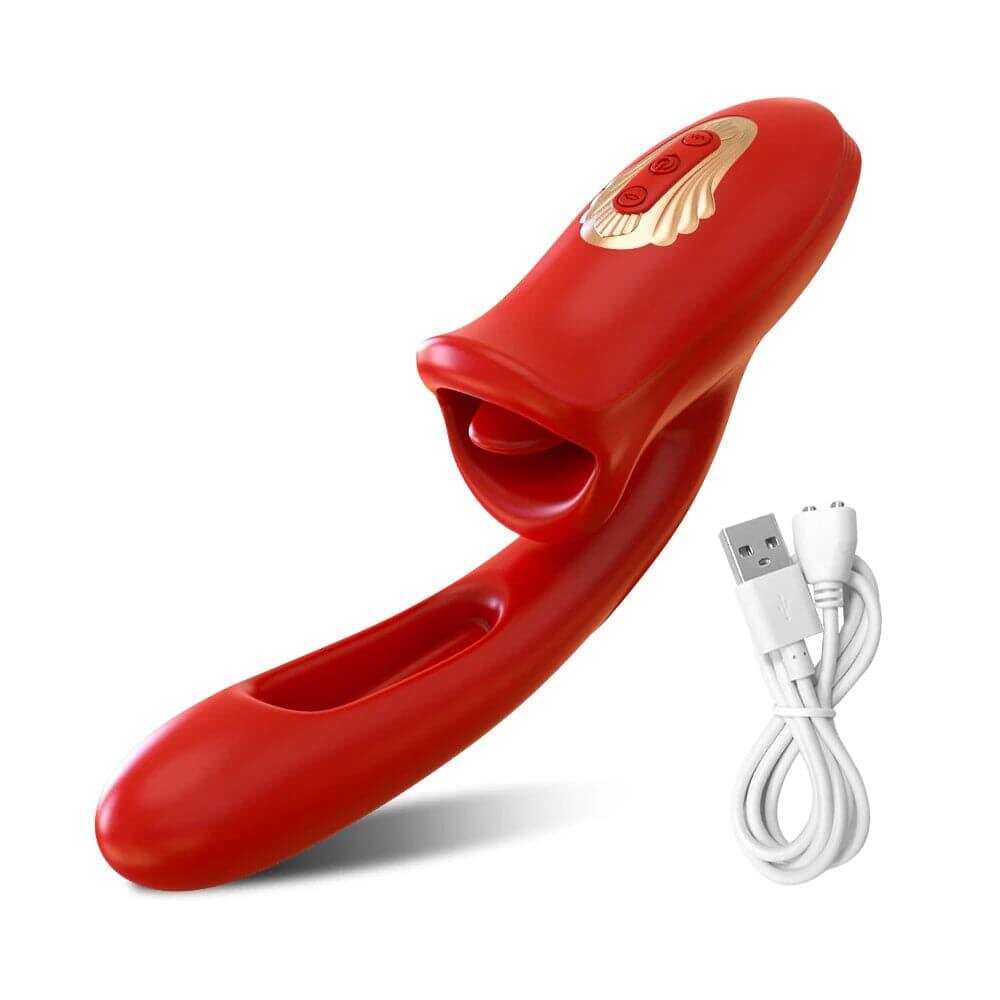 Powerful Tongue Licking Dildo Vibrator – G-Spot & Clitoris Stimulator