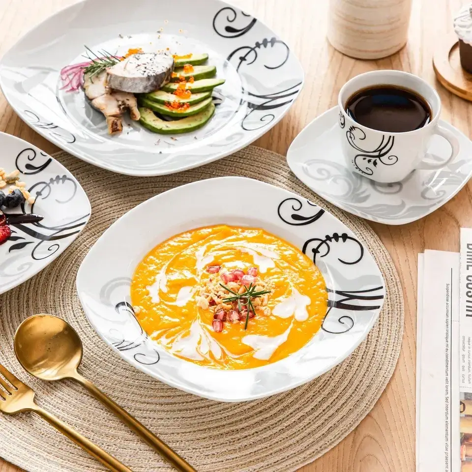 58pcs deluxe ceramic tableware set