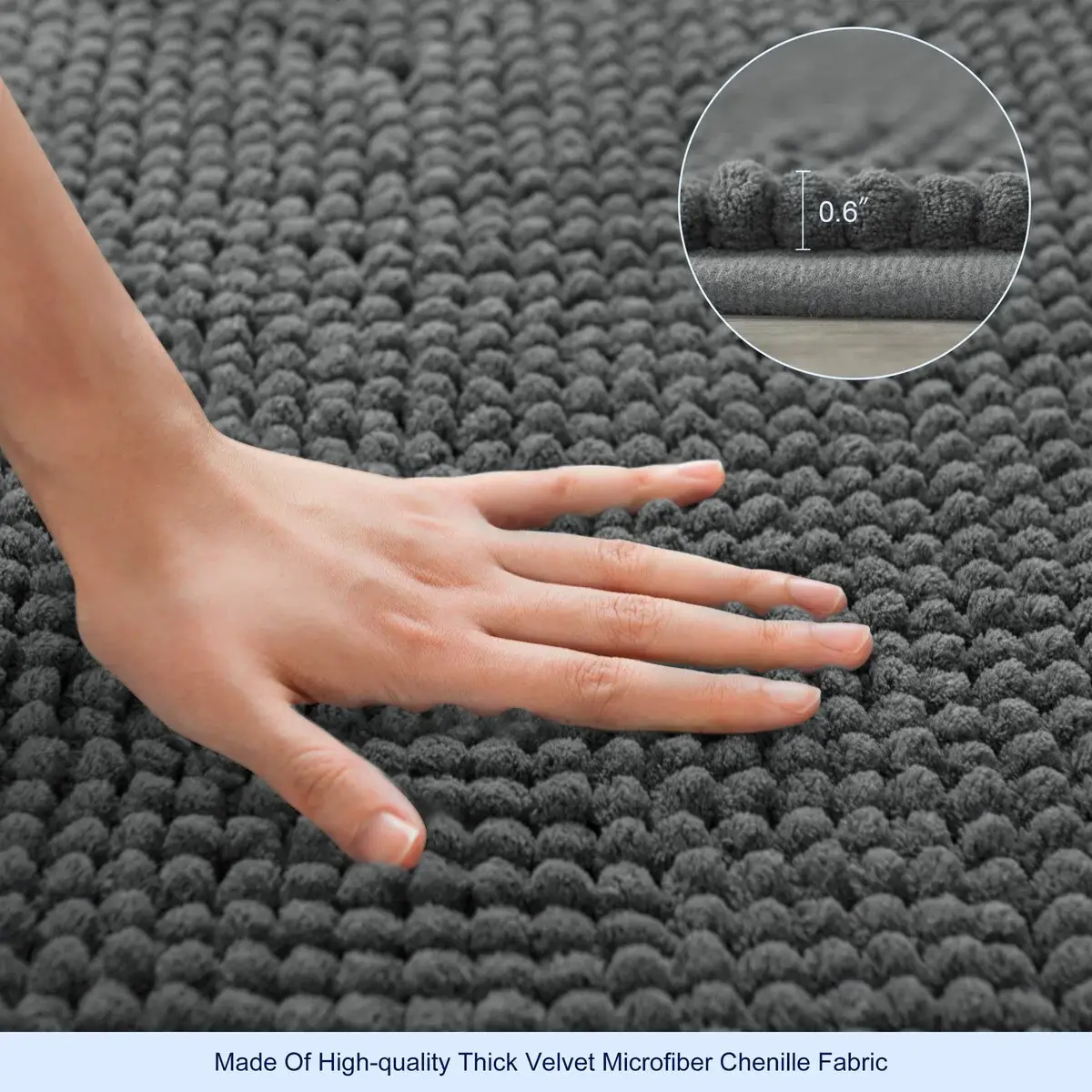 Subrtex Luxury Chenille Bath Rugs Soft Bathroom Mats