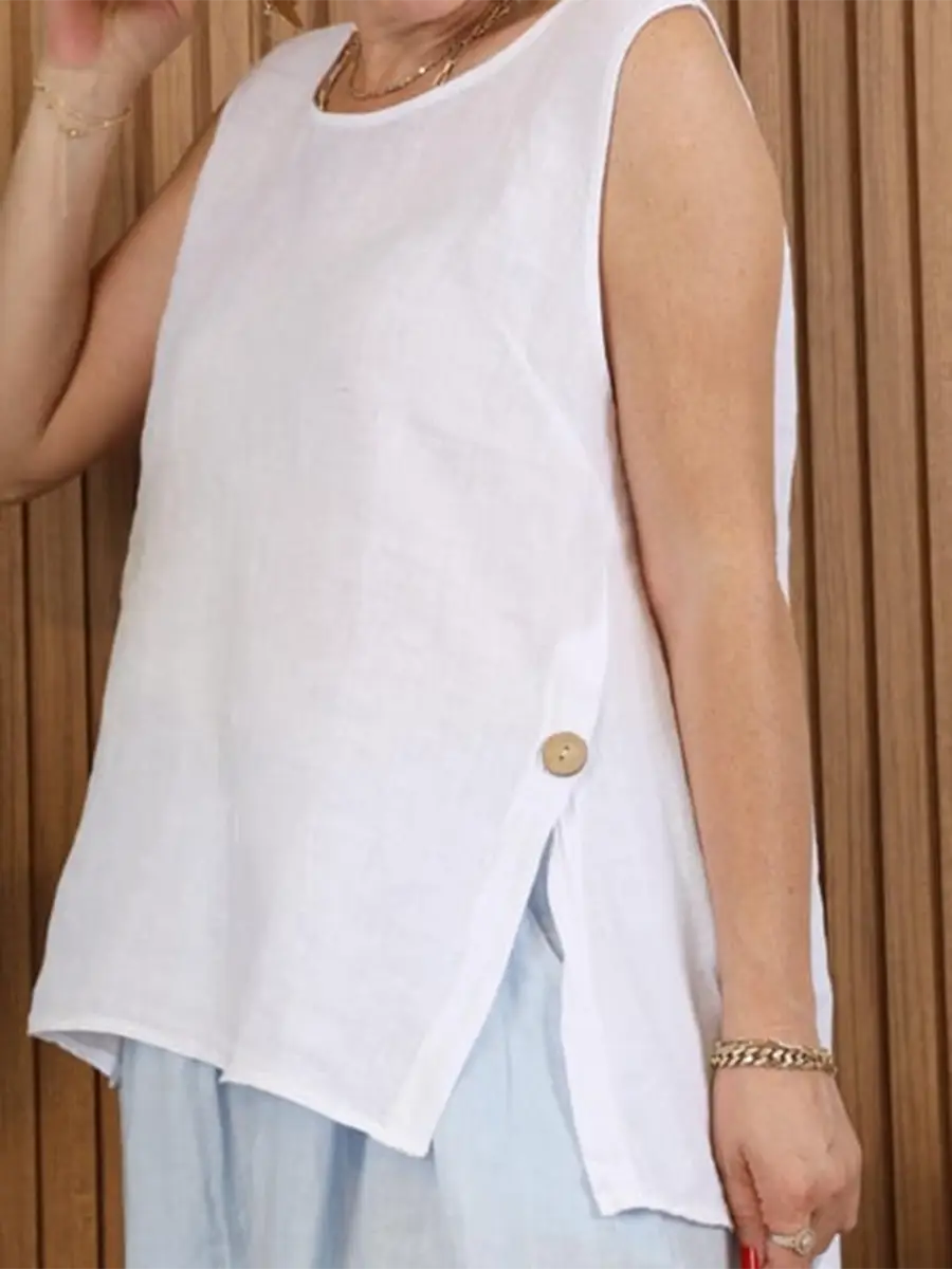 🔥Summer Arrivals🌟Women's Button-down Slit Linen Top