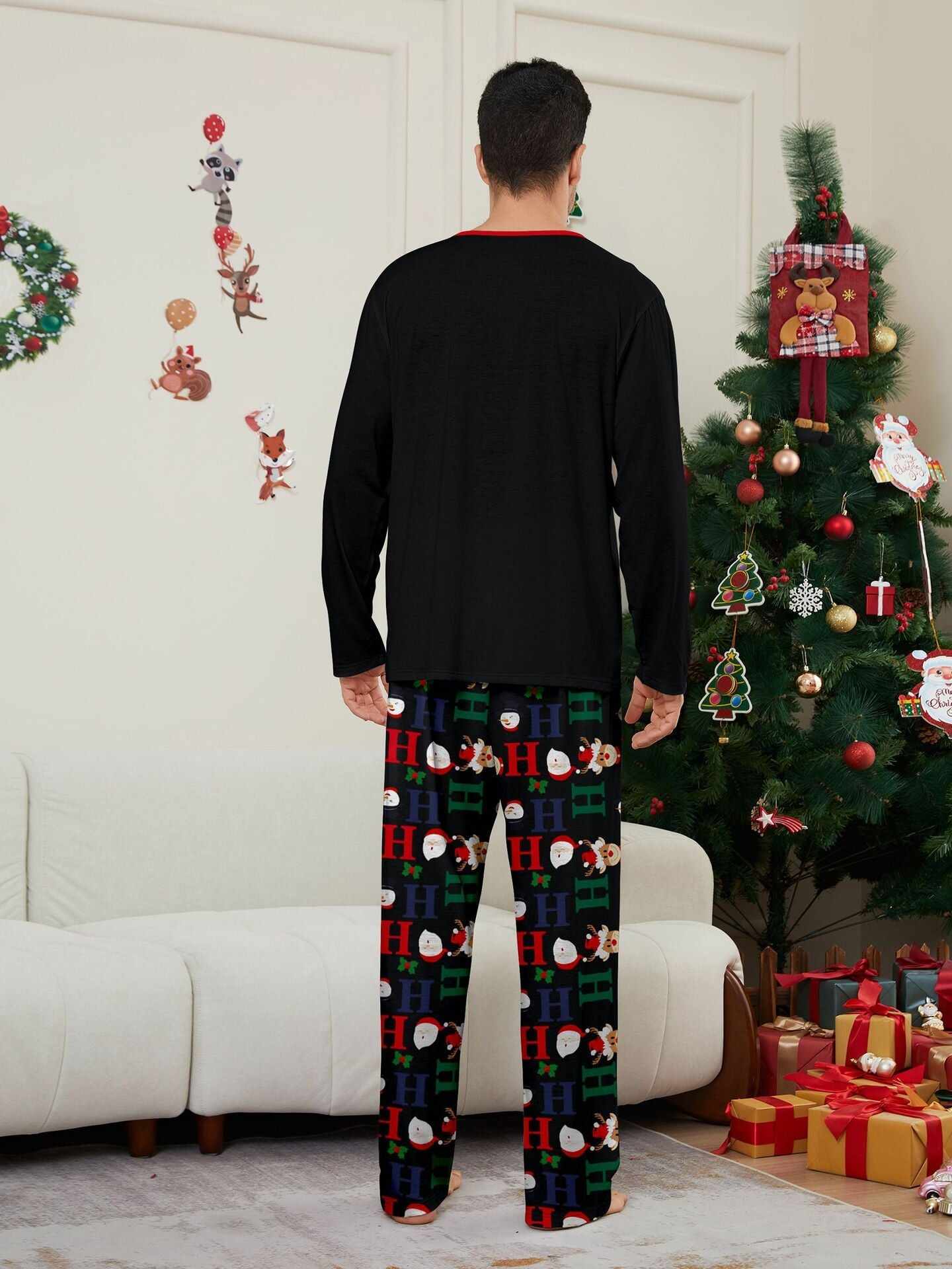 Christmas Deer & Santa Family Matching Pajama Set