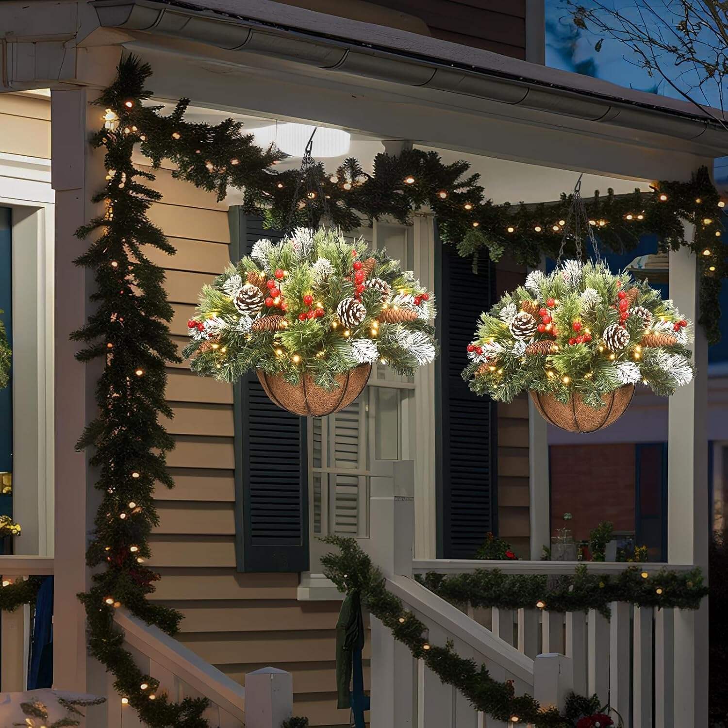 🎅HOT SALE 60% OFF⛄ - Lit 'Feel Real' Artificial Christmas Hanging Basket