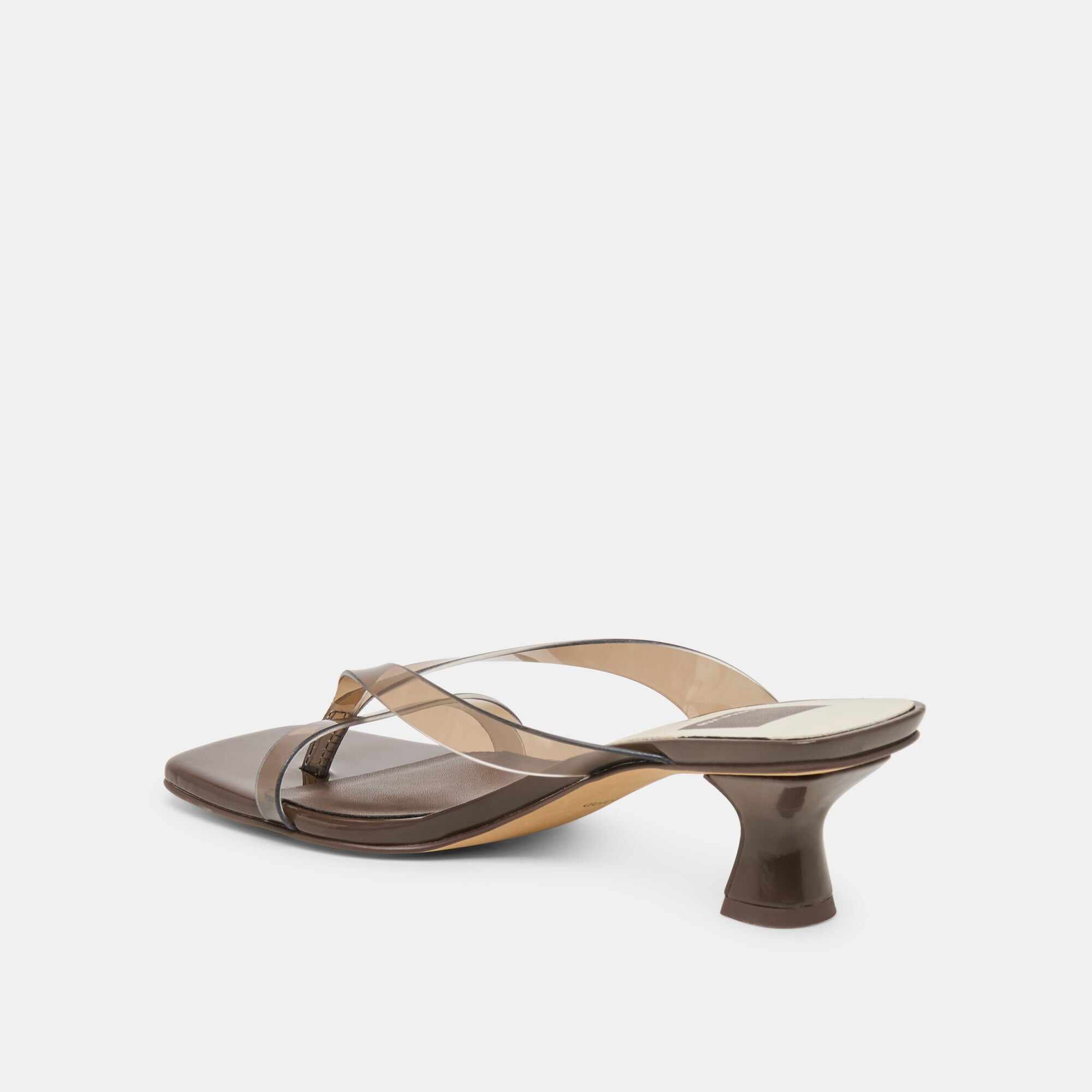 BREVEL VINYL WIDE HEELS DK BROWN JELLY