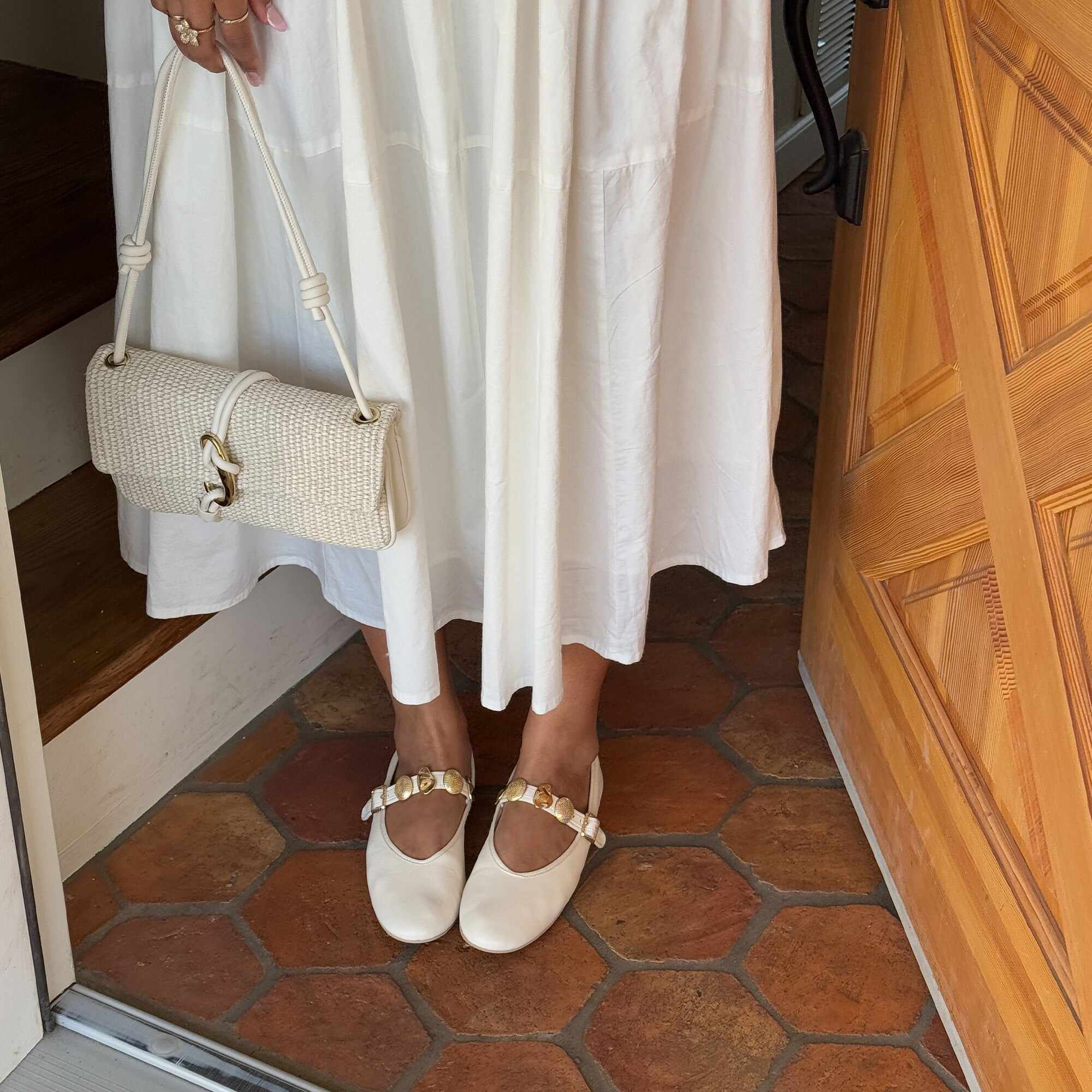 RELAN BALLET FLATS OFF WHITE LEATHER