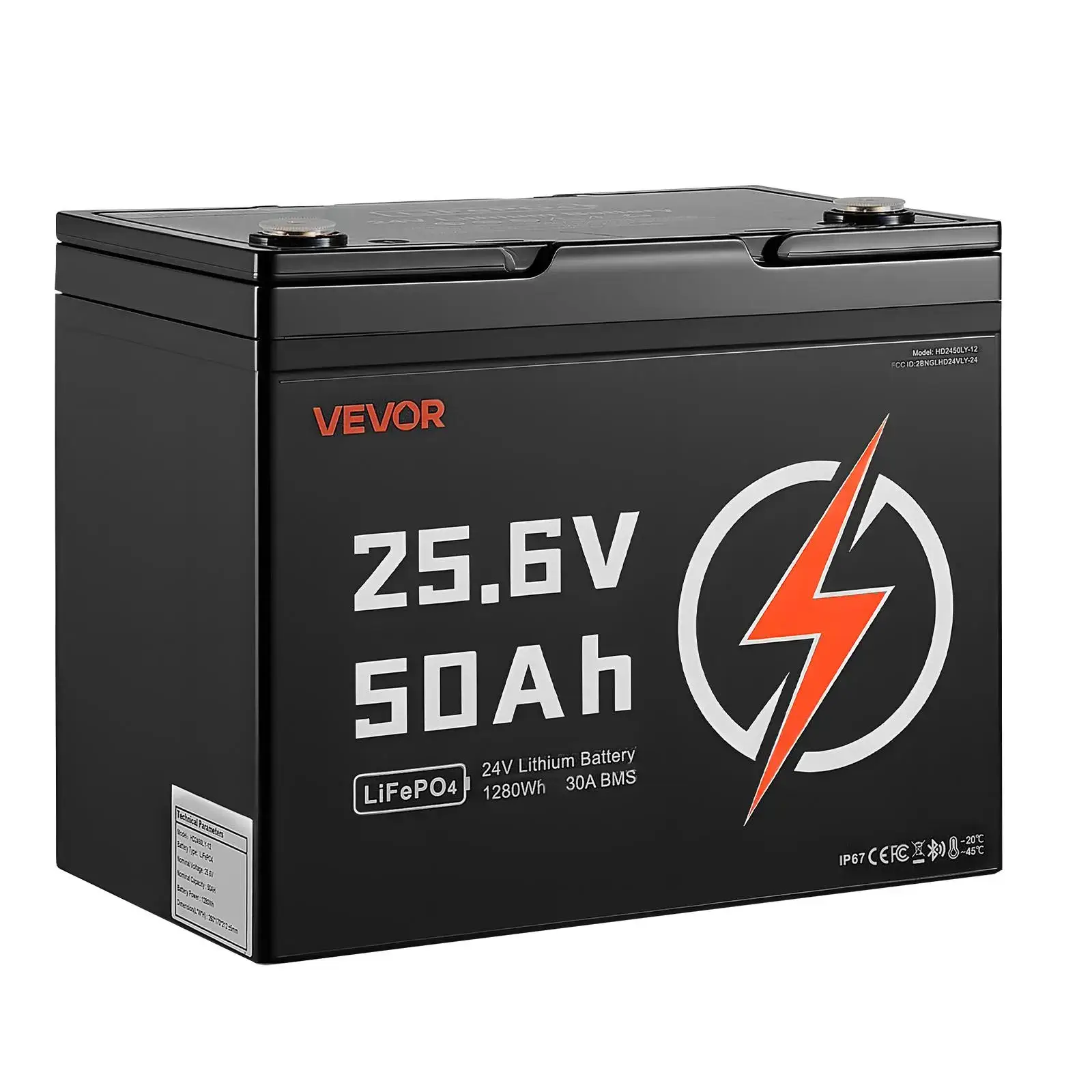 24V 50Ah LiFePO4 Lithium Battery, Bluetooth, Deep Cycle Lithium Rechargeable Battery, Built-in 30A BMS, Low Temp Protection, 4000+ Cycles, Max. 1280Wh, for RV, Camper, Trolling Motors, Marine