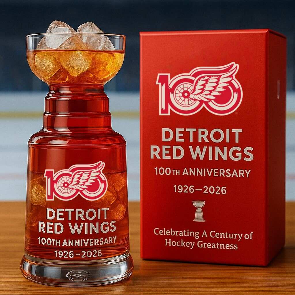 Detroit Red Wings 100th Anniversary Whiskey Glass