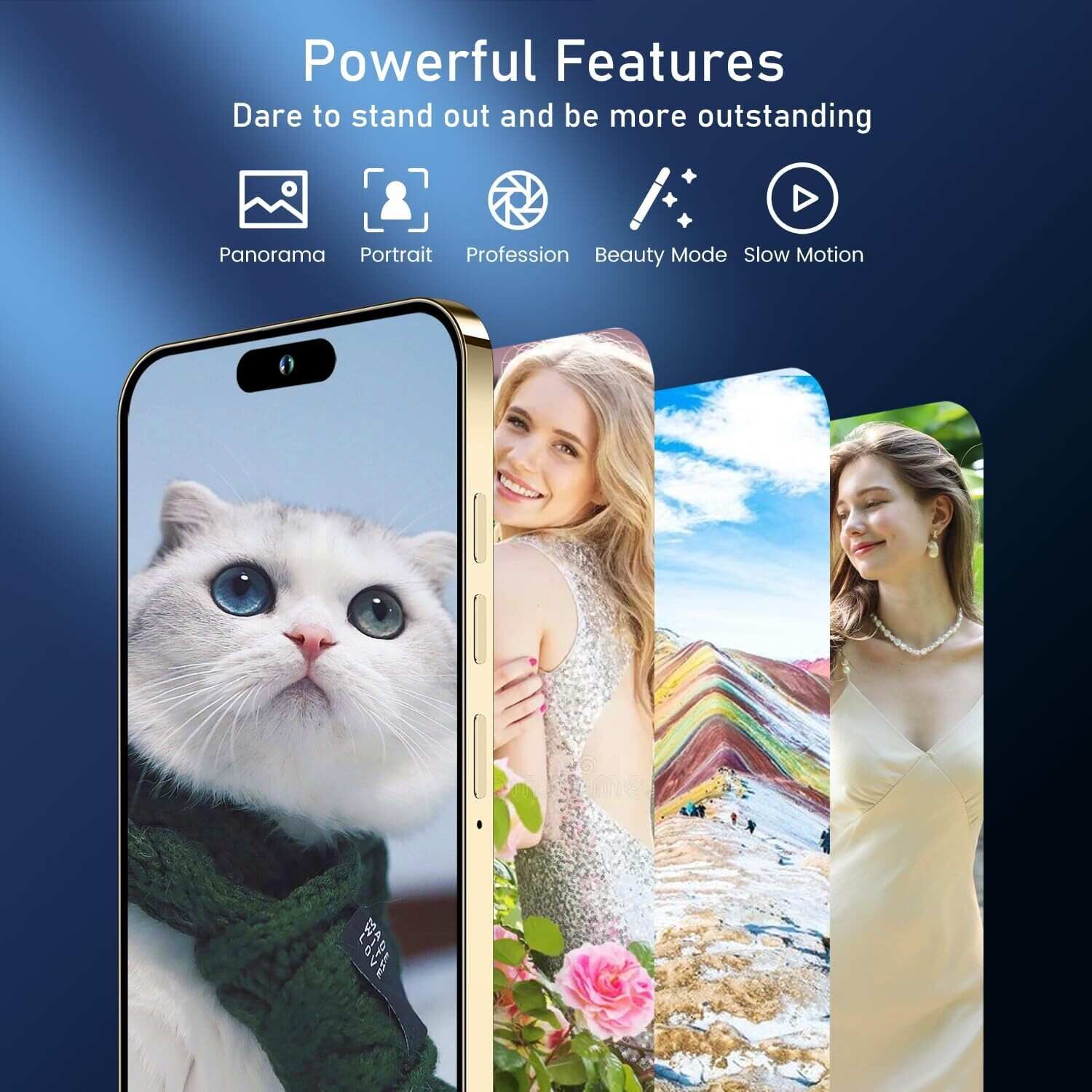 A15 Pro Max Smartphone, 6+256GB Unlocked Phone, Android 13.0, 48+108MP Zoom Camera, Long Battery Life 6800mAh, Dual SIM, 6.7“ HD Screen,5G Phone