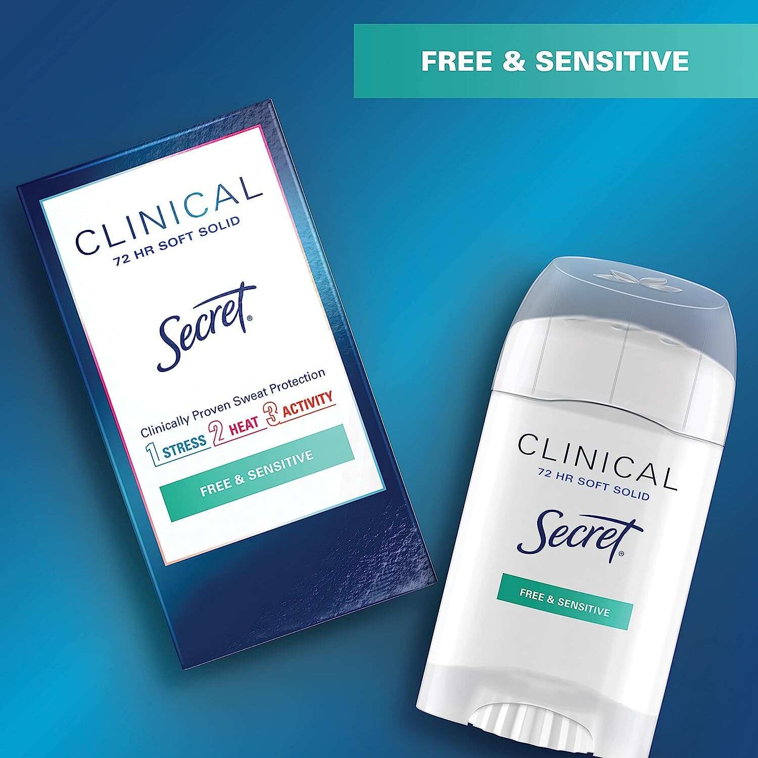 Secret Clinical Strength Antiperspirant and Deodorant Women, Soft Solid Stress Response, 72 Hr Sweat Protection, 1.6 oz (Pack of 3)