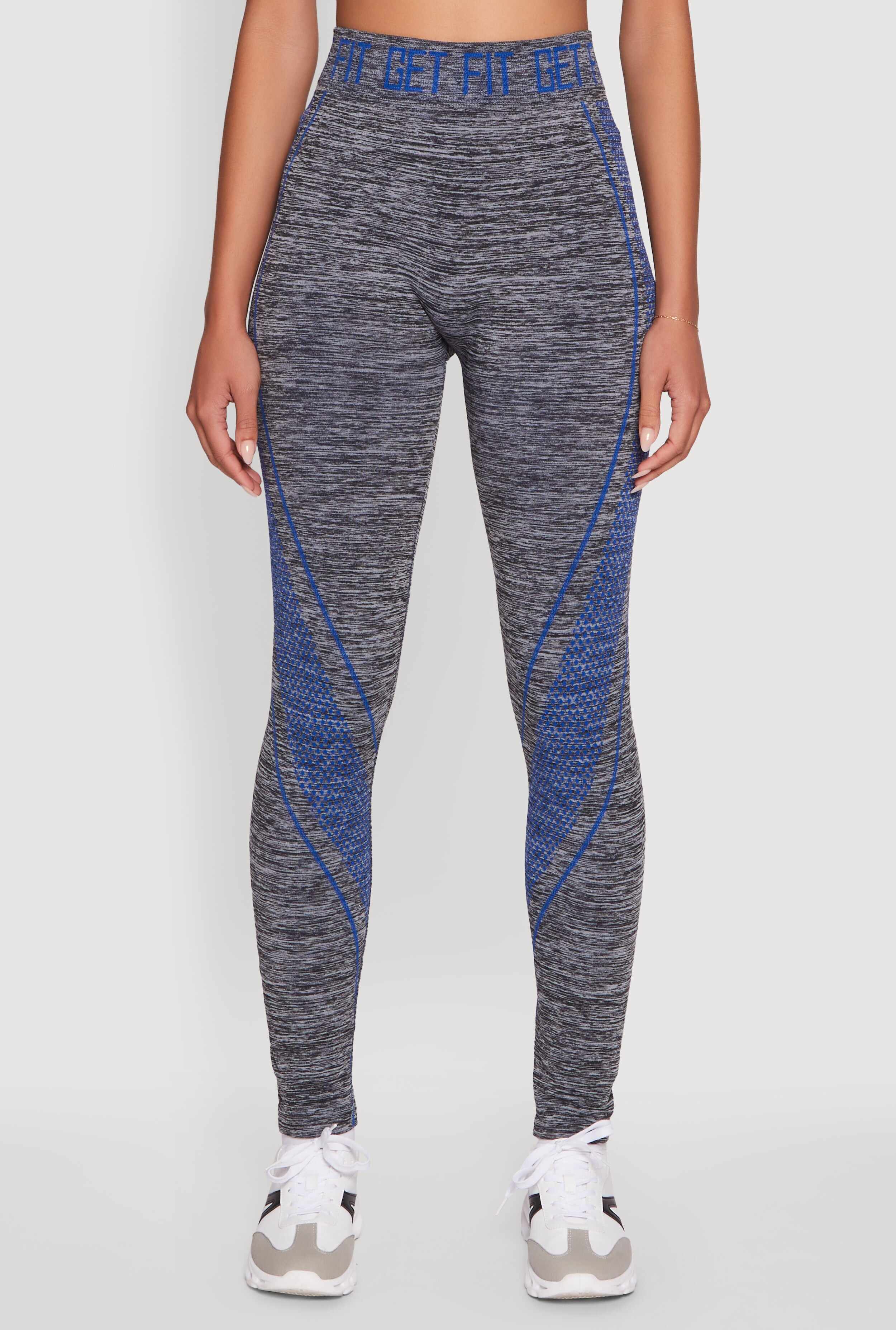 Get Fit Graphic Print Marled High Waisted Leggings